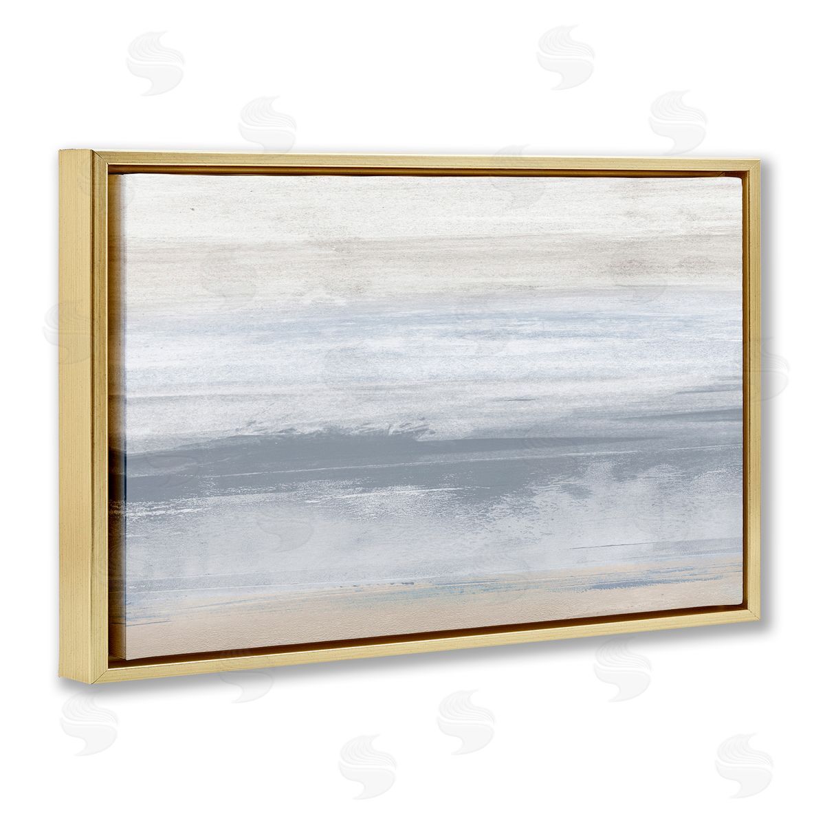 Serene Blue Feeling Gold Floating Frame Canvas Wall Art, Home Decor by Dan Meneely
