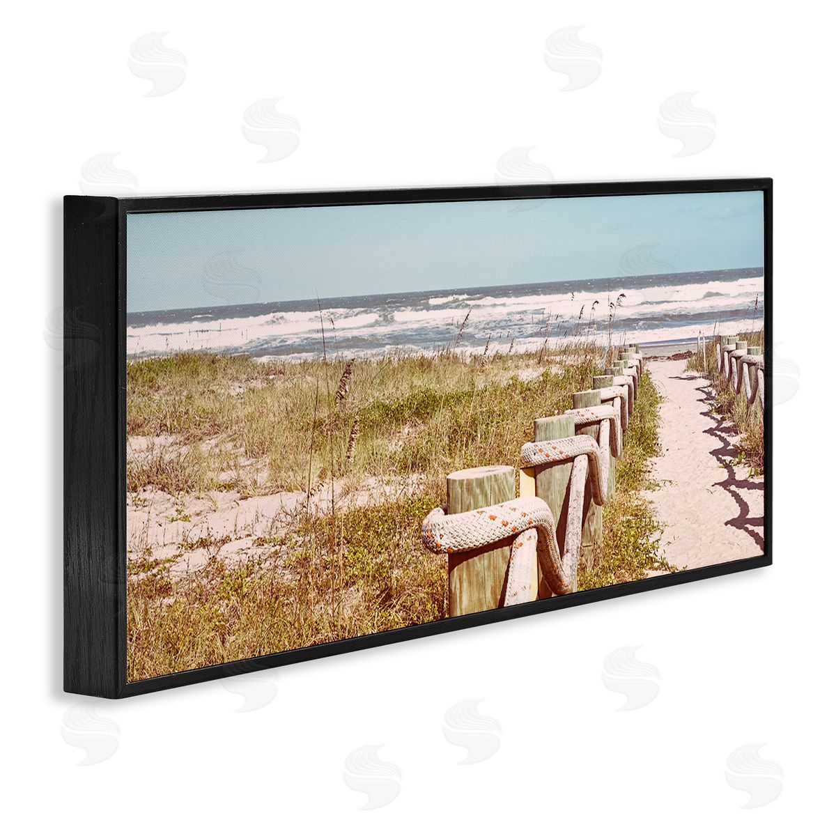 Eastern Beach Walkway Black Frame Print Wall Art, Home Decor by Stede Bonnett