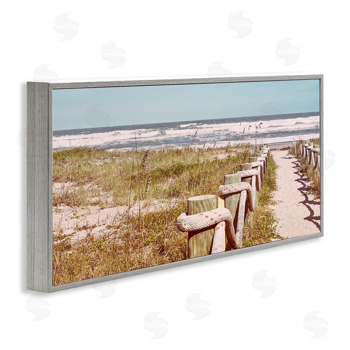 Eastern Beach Walkway Grey Frame Print Wall Art, Home Decor by Stede Bonnett