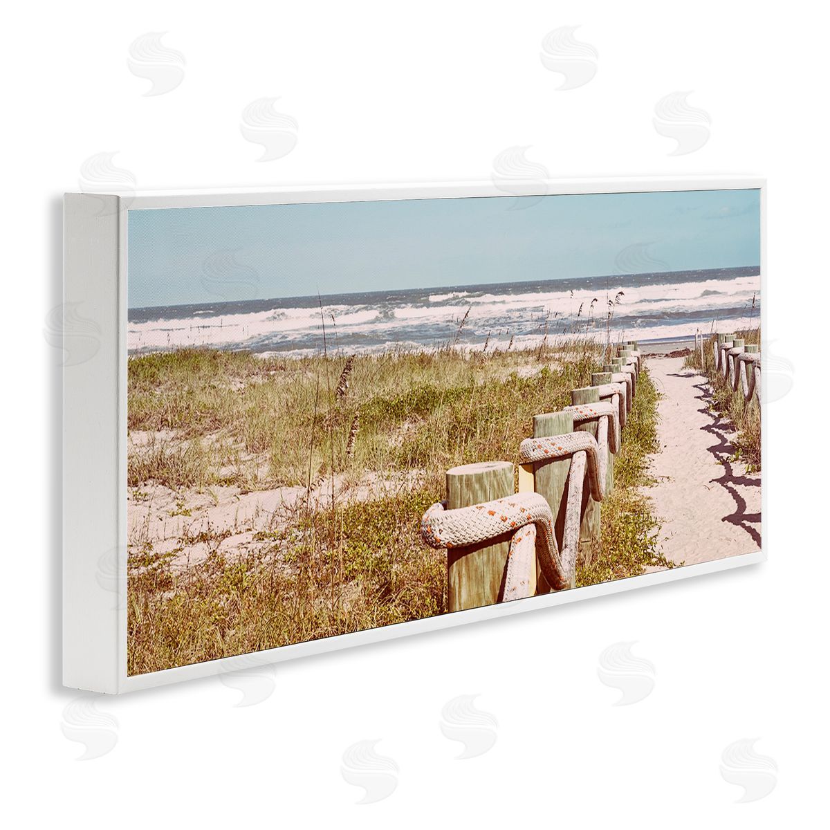 Eastern Beach Walkway White Frame Print Wall Art, Home Decor by Stede Bonnett