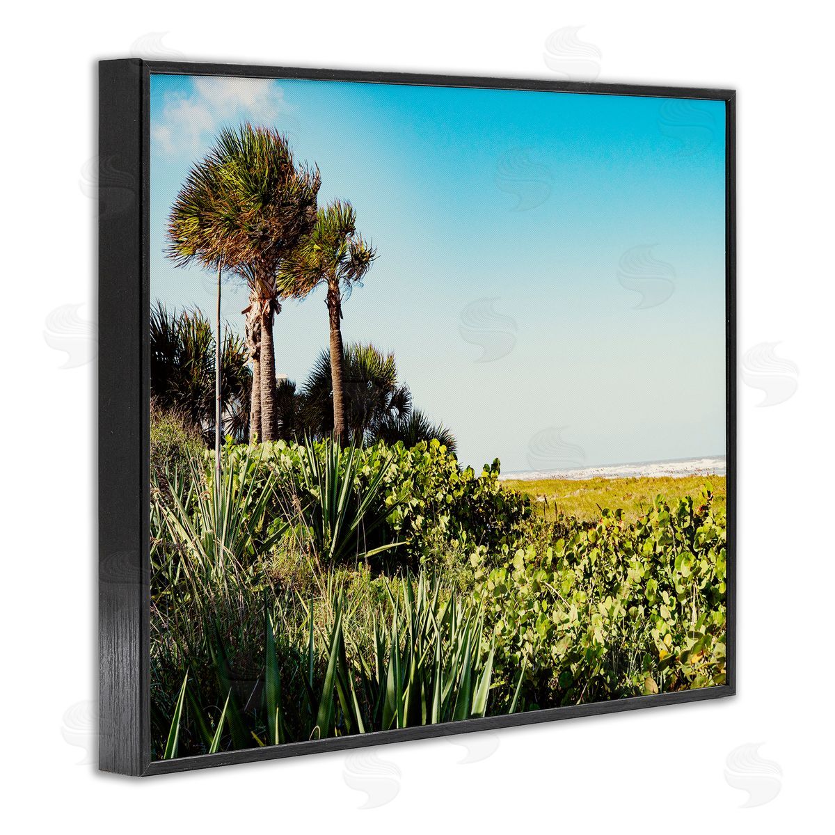 Lush Tropical Shoreline Black Frame Print Wall Art, Home Decor by Stede Bonnett