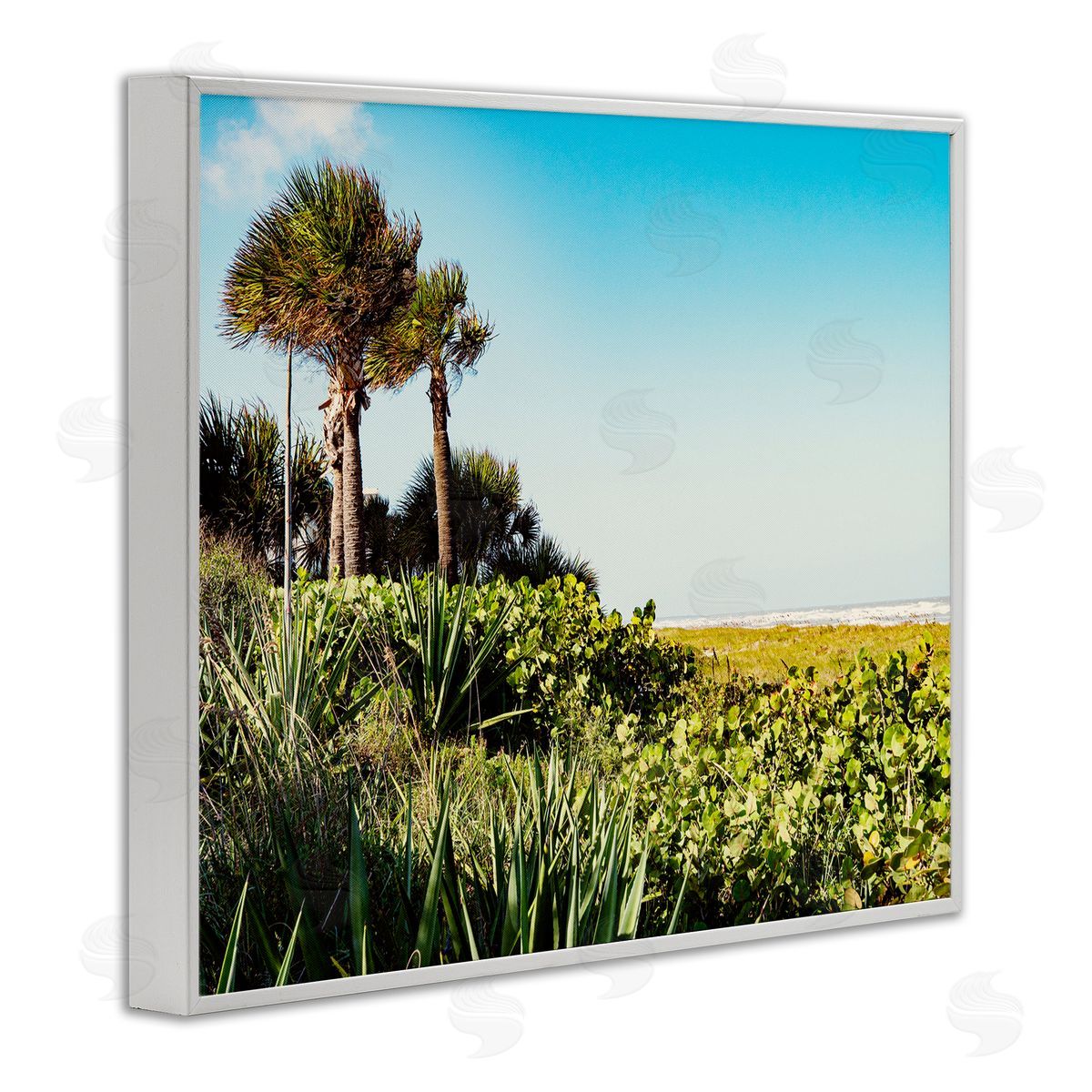 Lush Tropical Shoreline White Frame Print Wall Art, Home Decor by Stede Bonnett