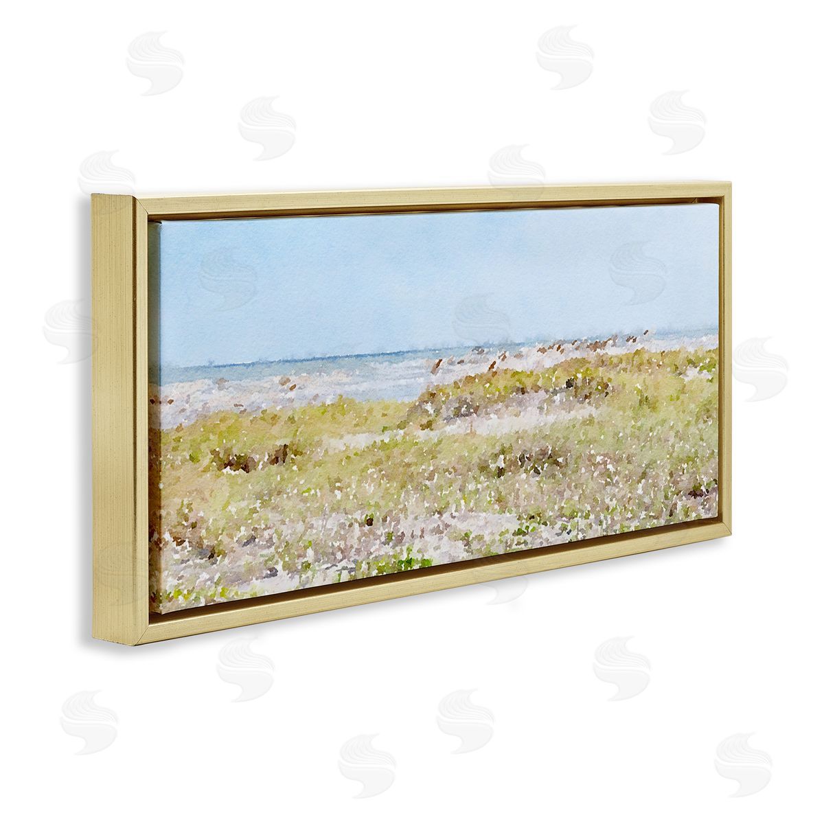 Eastern Beach Grass Gold Floating Frame Canvas Wall Art, Home Decor by Stede Bonnett