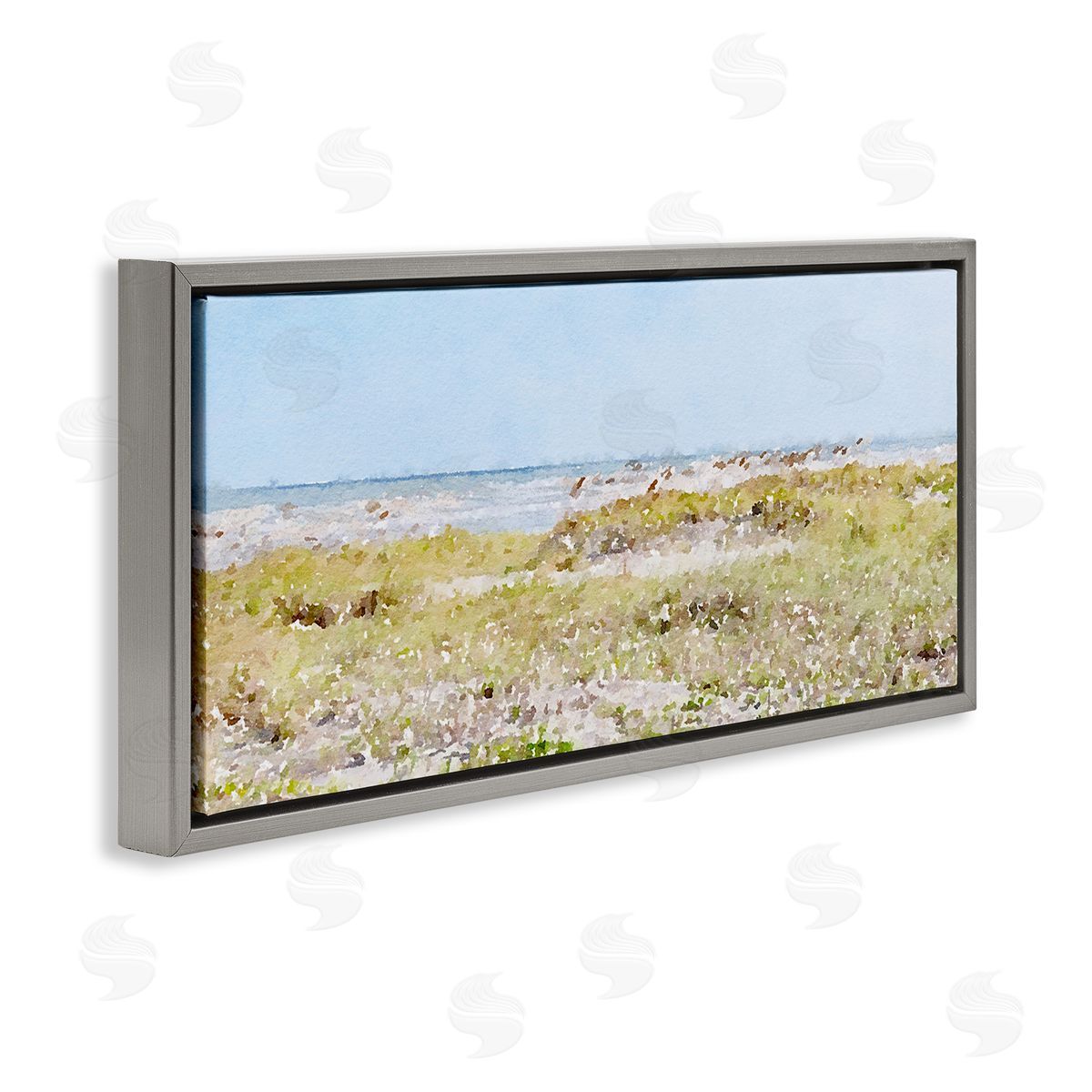 Eastern Beach Grass Grey Floating Frame Canvas Wall Art, Home Decor by Stede Bonnett