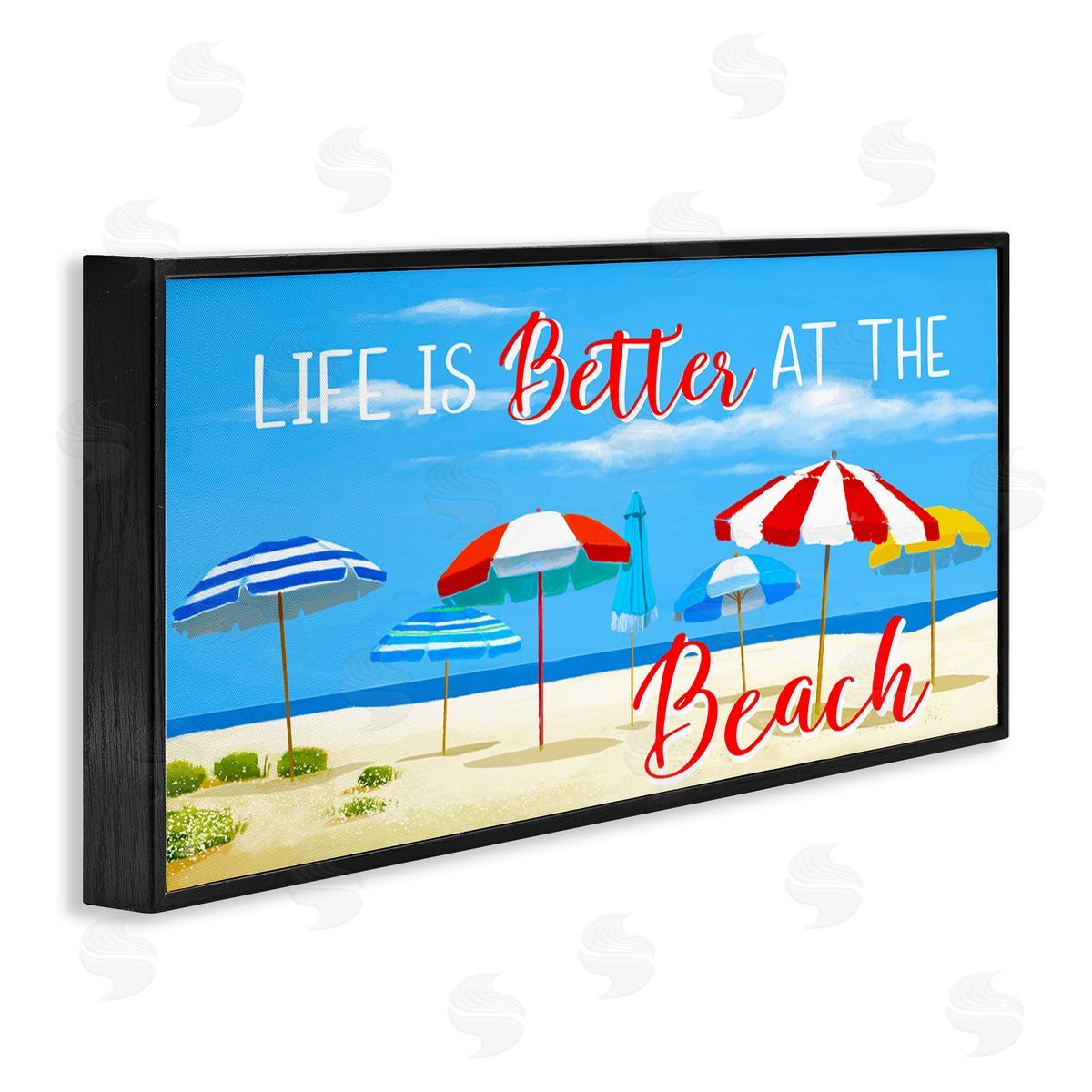 Better At Beach Scene Black Frame Print Wall Art, Home Decor by Lucca Sheppard