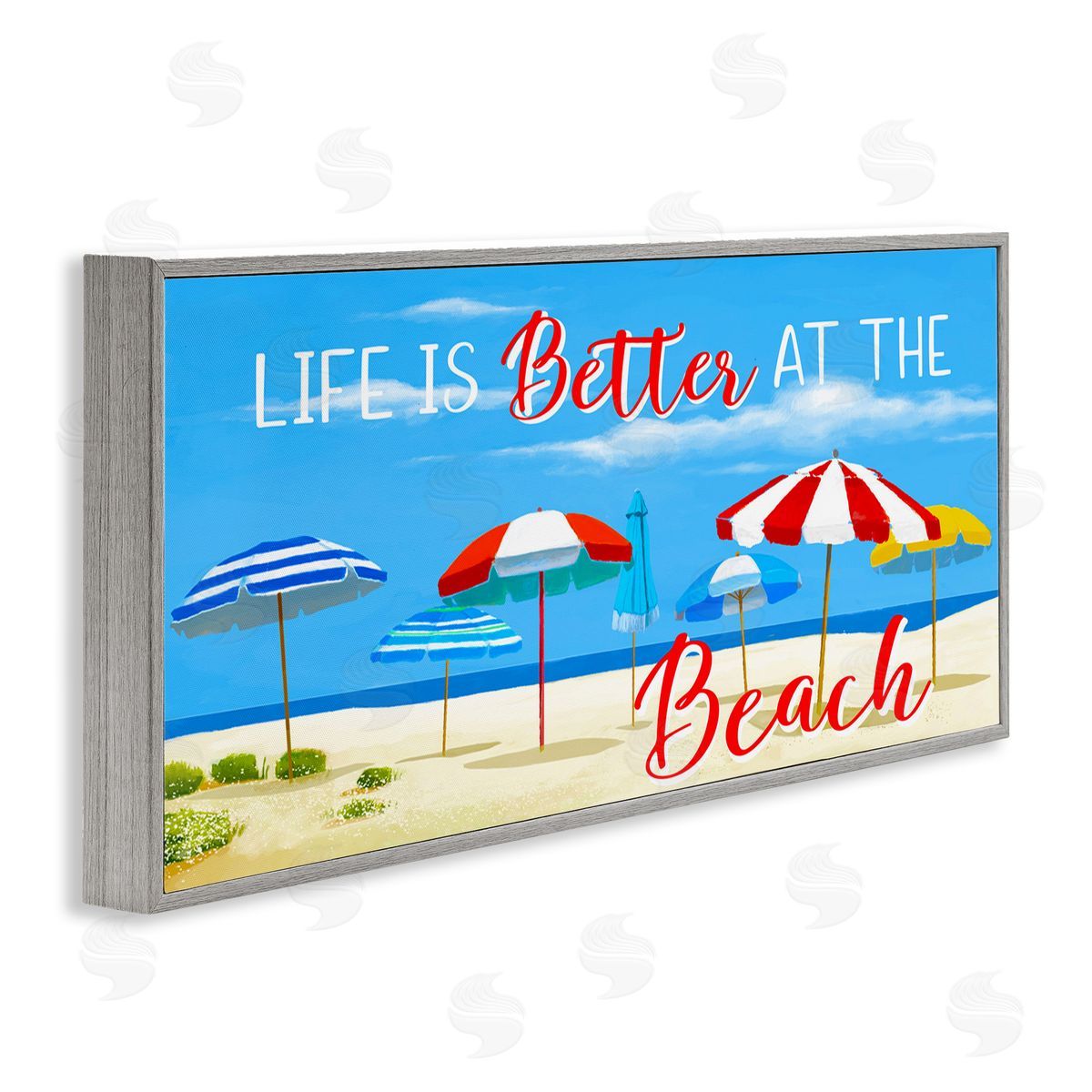 Better At Beach Scene Grey Frame Print Wall Art, Home Decor by Lucca Sheppard