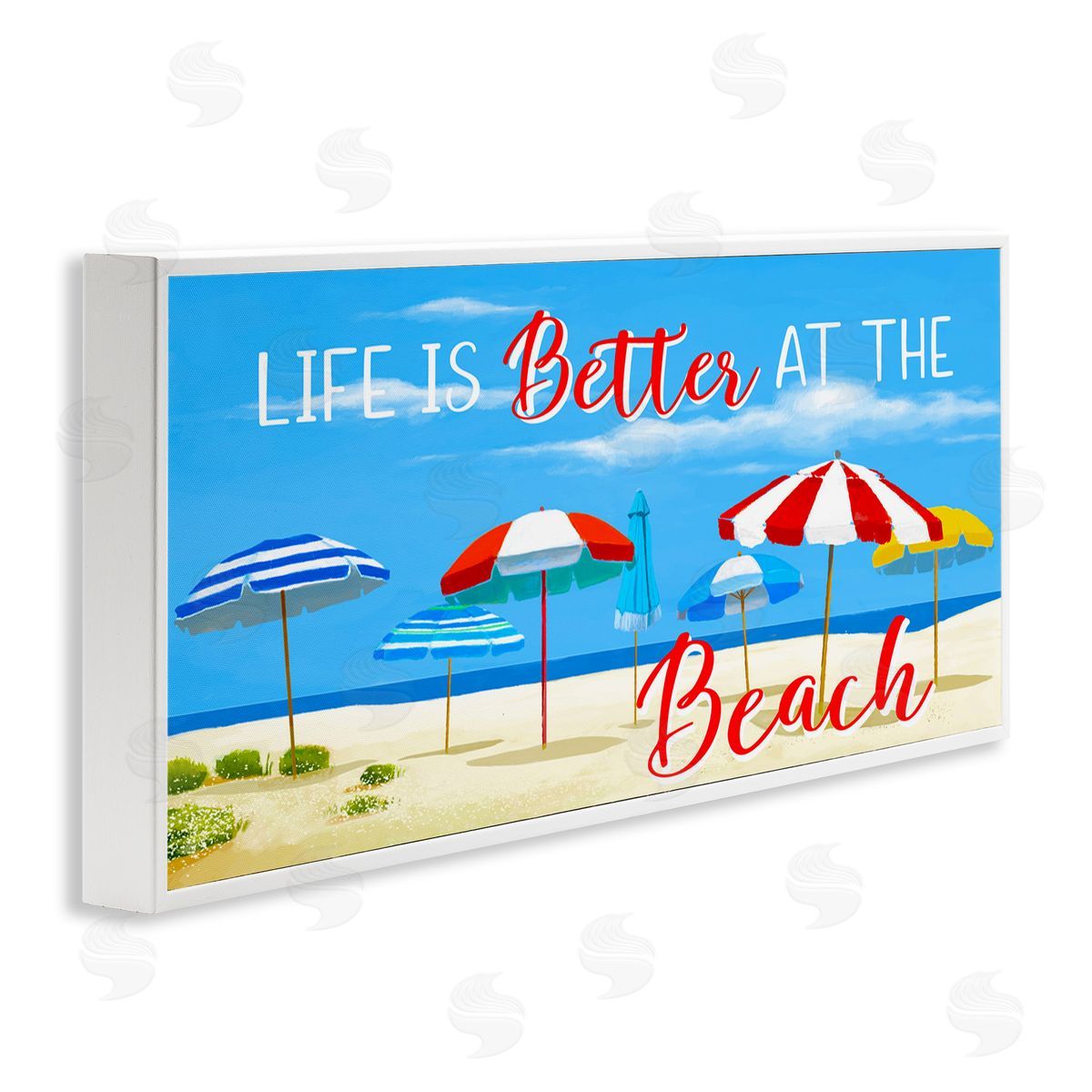 Better At Beach Scene White Frame Print Wall Art, Home Decor by Lucca Sheppard