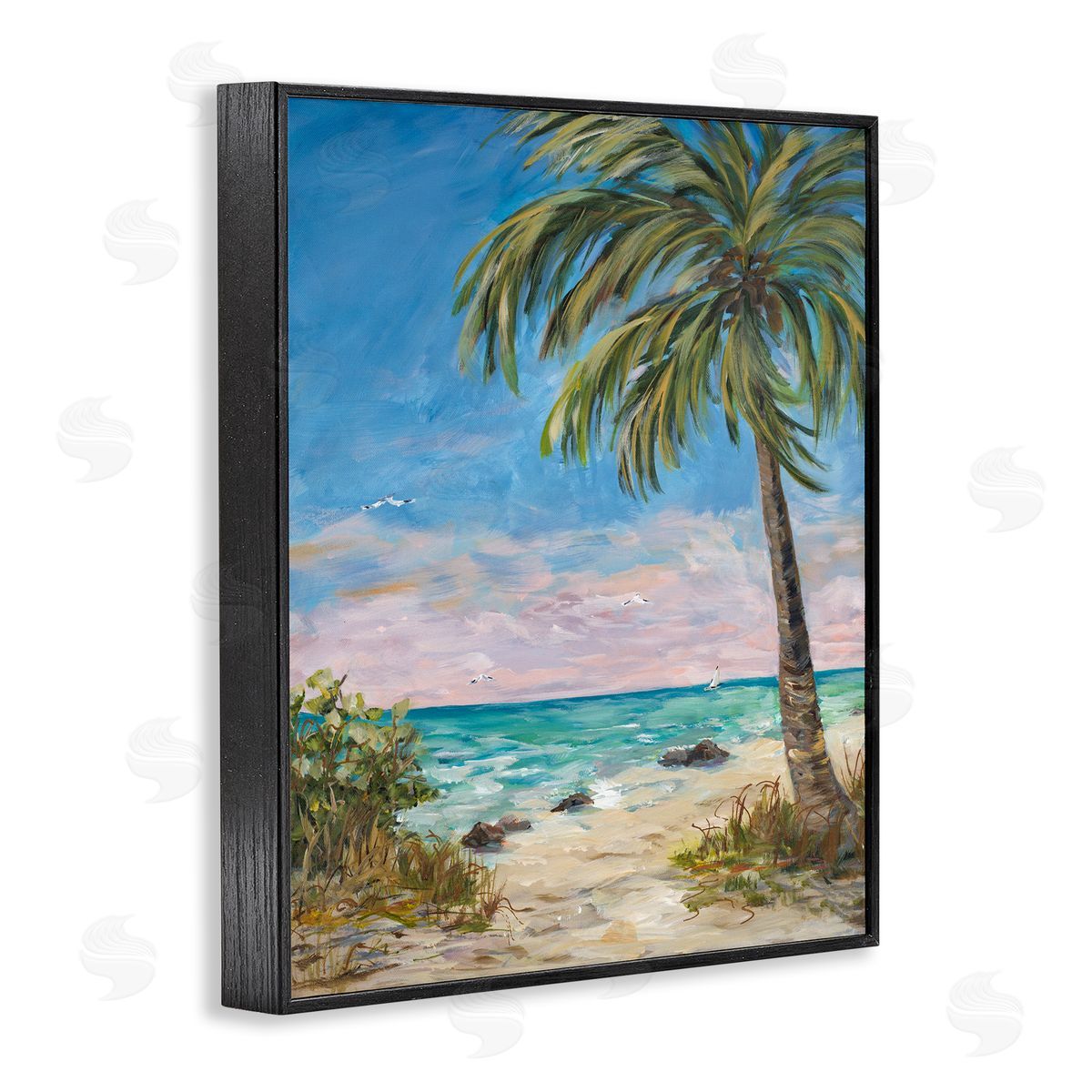 By the Single Palm Black Frame Print Wall Art, Home Decor by Julie Derice