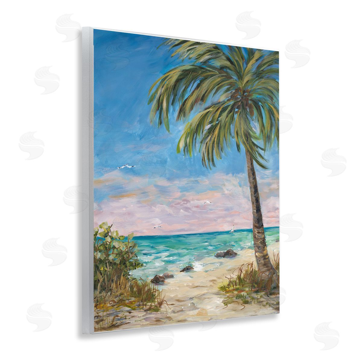 By the Single Palm Wood Plaque Wall Art, Home Decor by Julie Derice