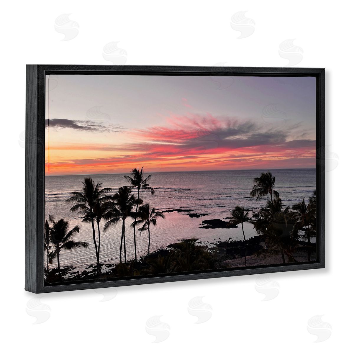 Fierce Sunset View Black Floating Frame Canvas Wall Art, Home Decor by Kathy Mansfield
