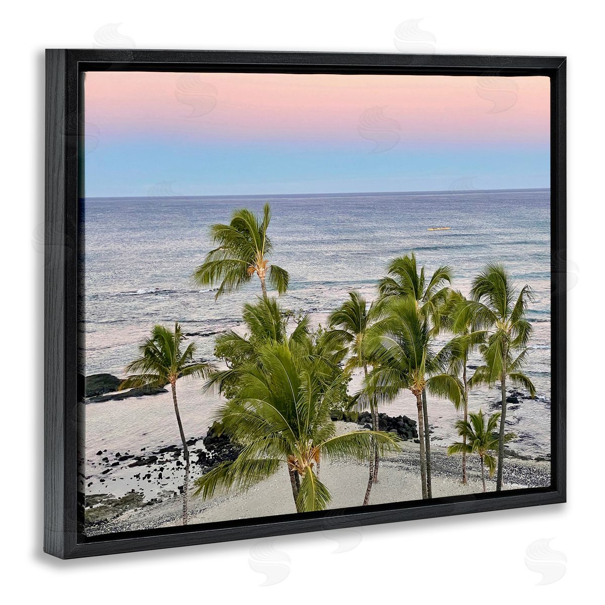 Afternoon Palms Horizon Black Floating Frame Canvas Wall Art, Home Decor by Kathy Mansfield