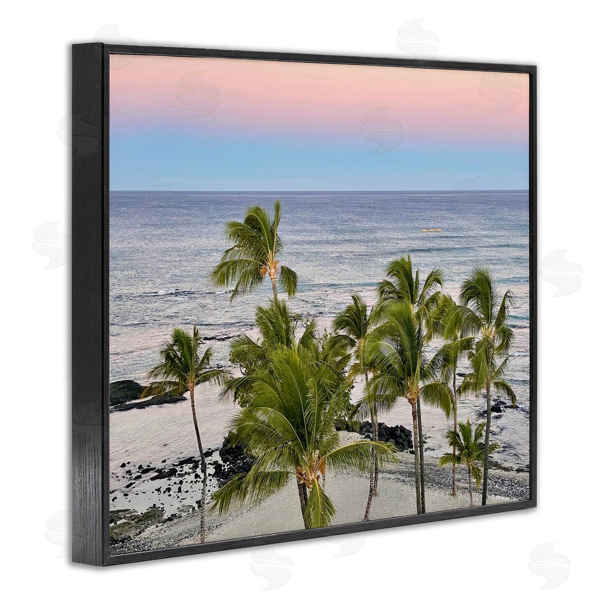 Afternoon Palms Horizon Black Frame Print Wall Art, Home Decor by Kathy Mansfield