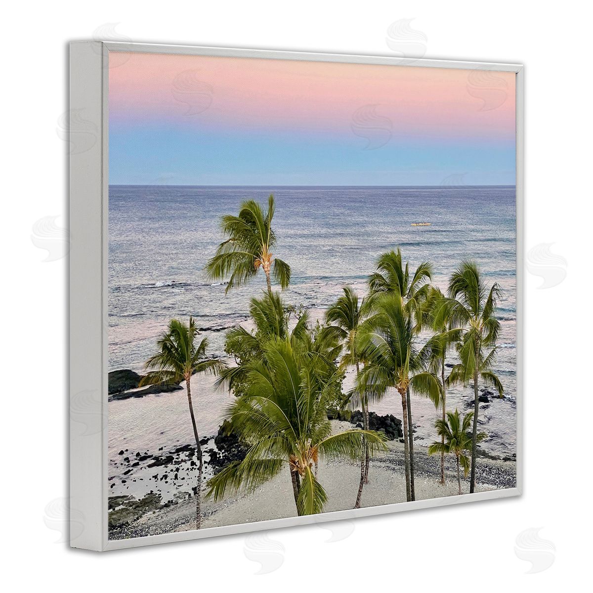 Afternoon Palms Horizon White Frame Print Wall Art, Home Decor by Kathy Mansfield