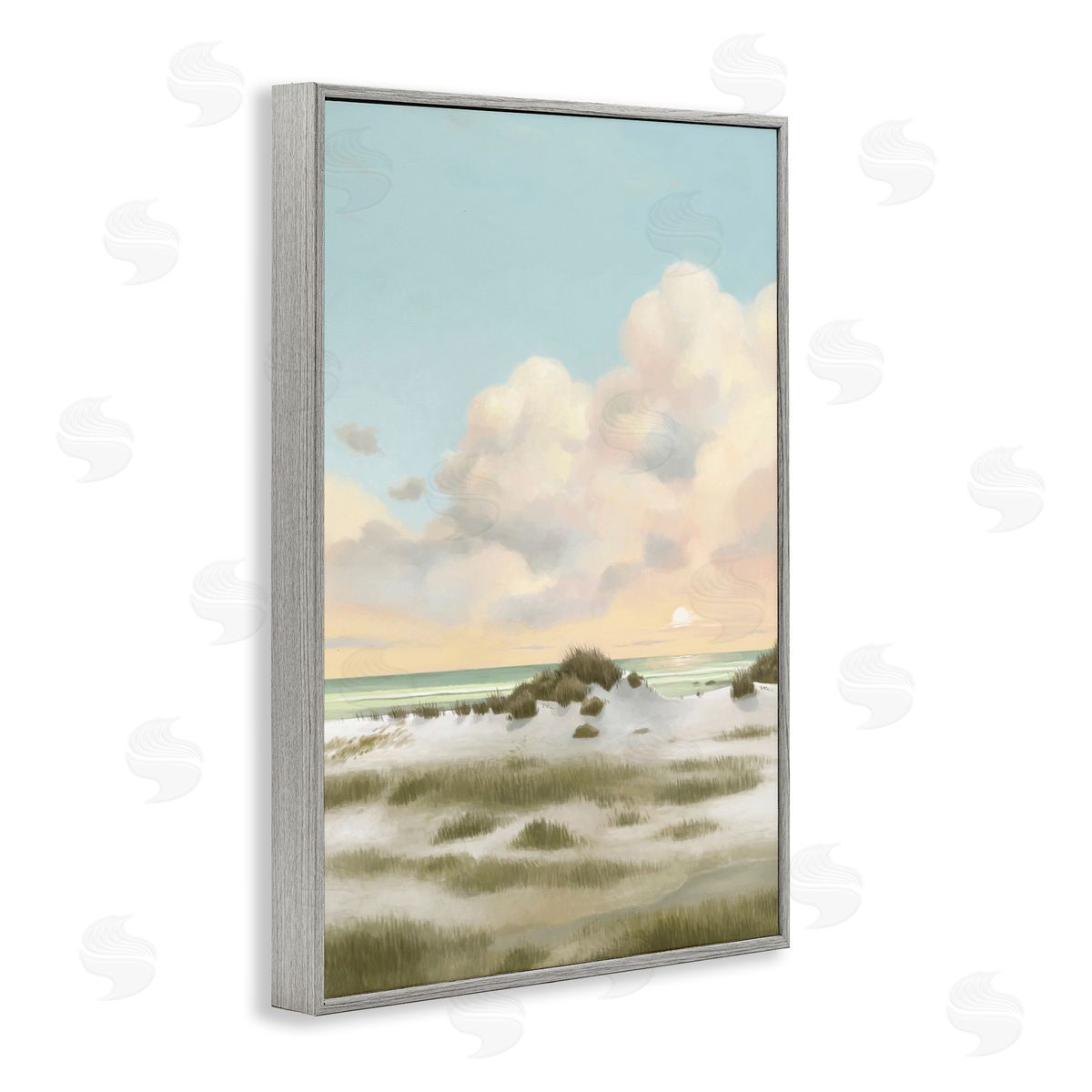 Land and Sea Painting Grey Frame Print Wall Art, Home Decor by Lucca Sheppard
