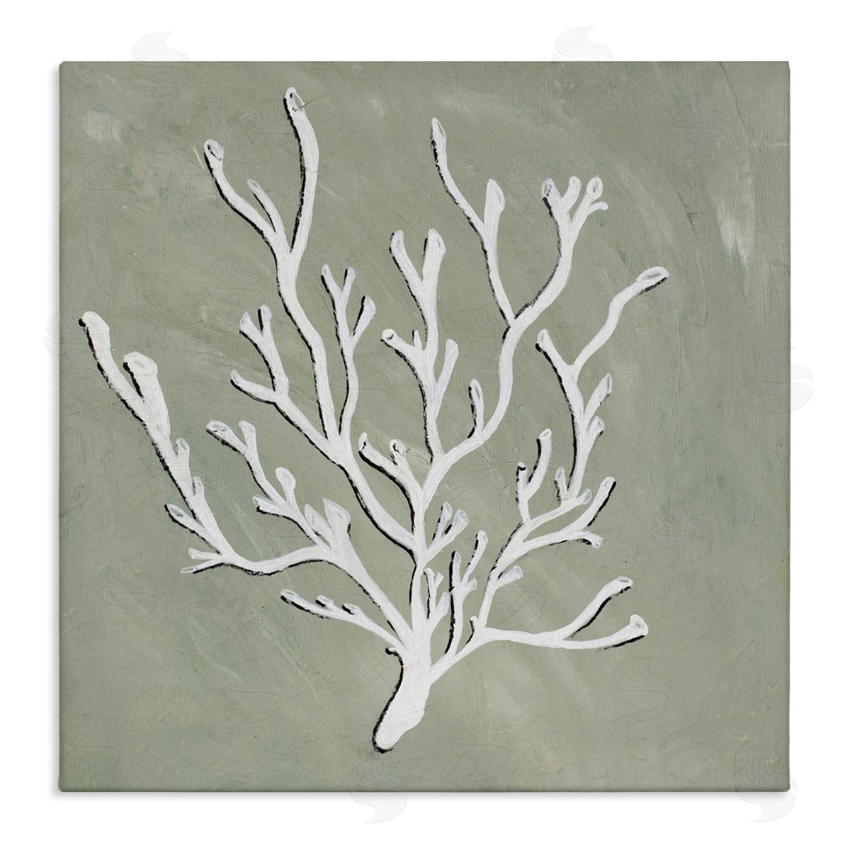 White Coral Sprig Canvas Wall Art, Home Decor by Nola James