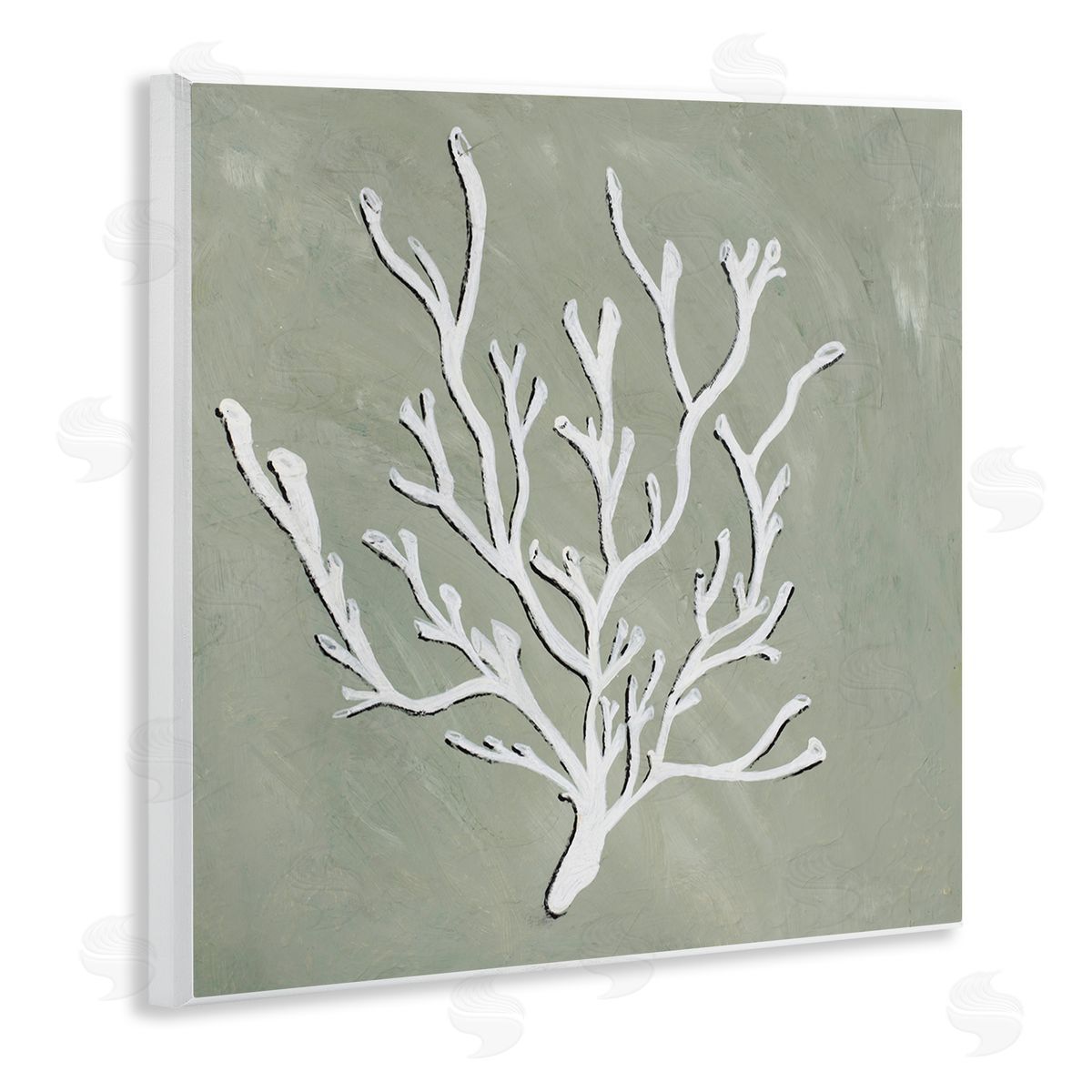White Coral Sprig Wood Plaque Wall Art, Home Decor by Nola James