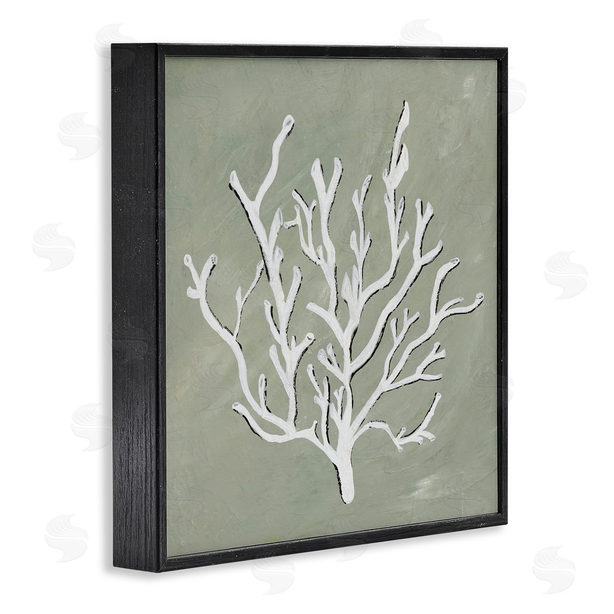 White Coral Impression Black Frame Print Wall Art, Home Decor by Nola James