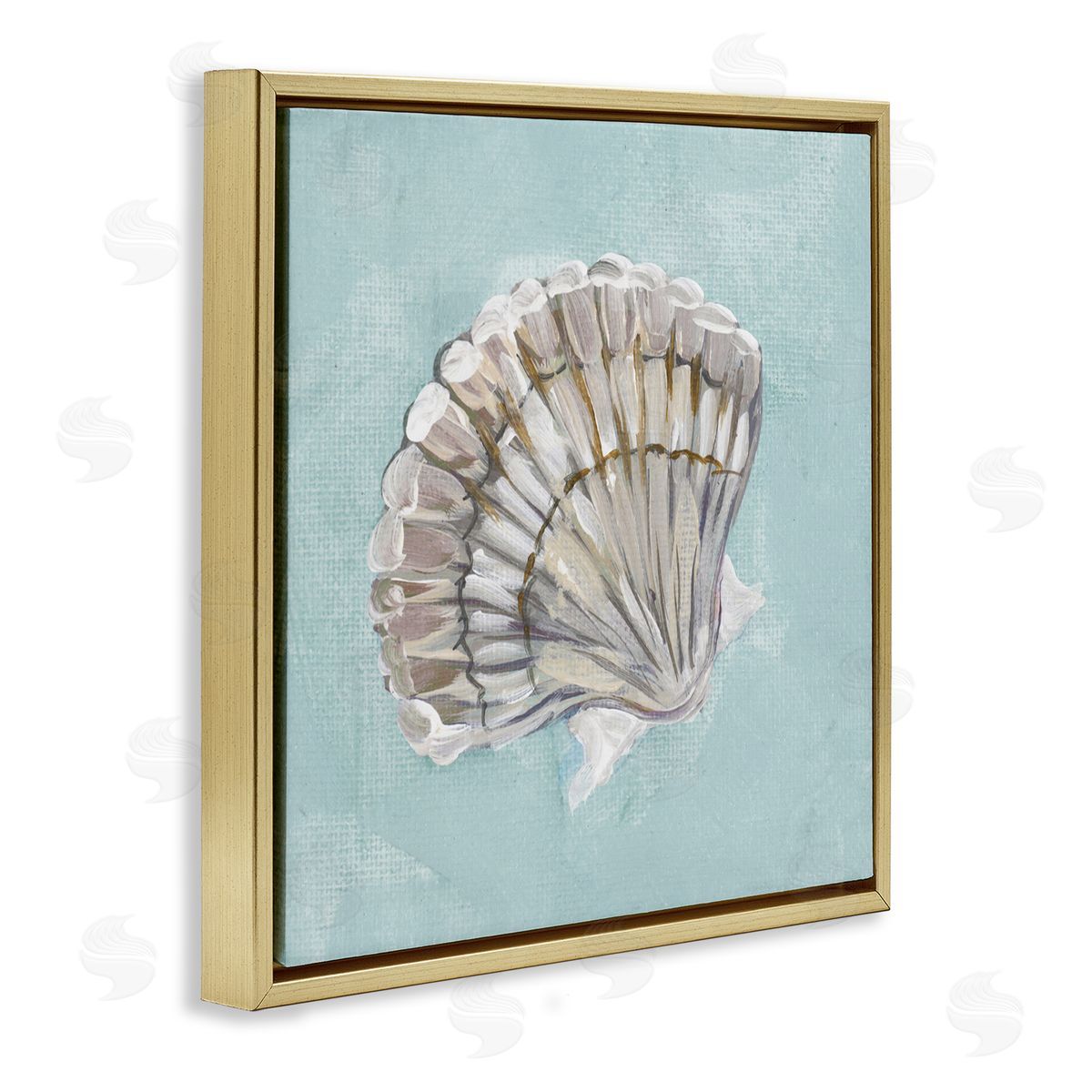 Brushed Clam Shell Gold Floating Frame Canvas Wall Art, Home Decor by Julie DeRice