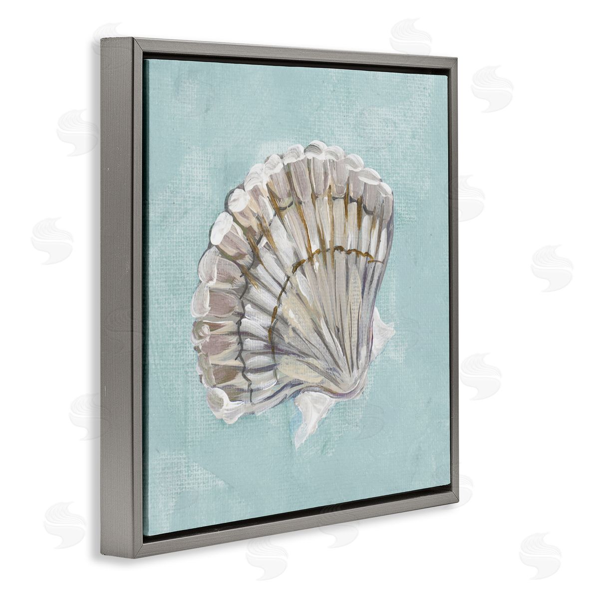 Brushed Clam Shell Grey Floating Frame Canvas Wall Art, Home Decor by Julie DeRice