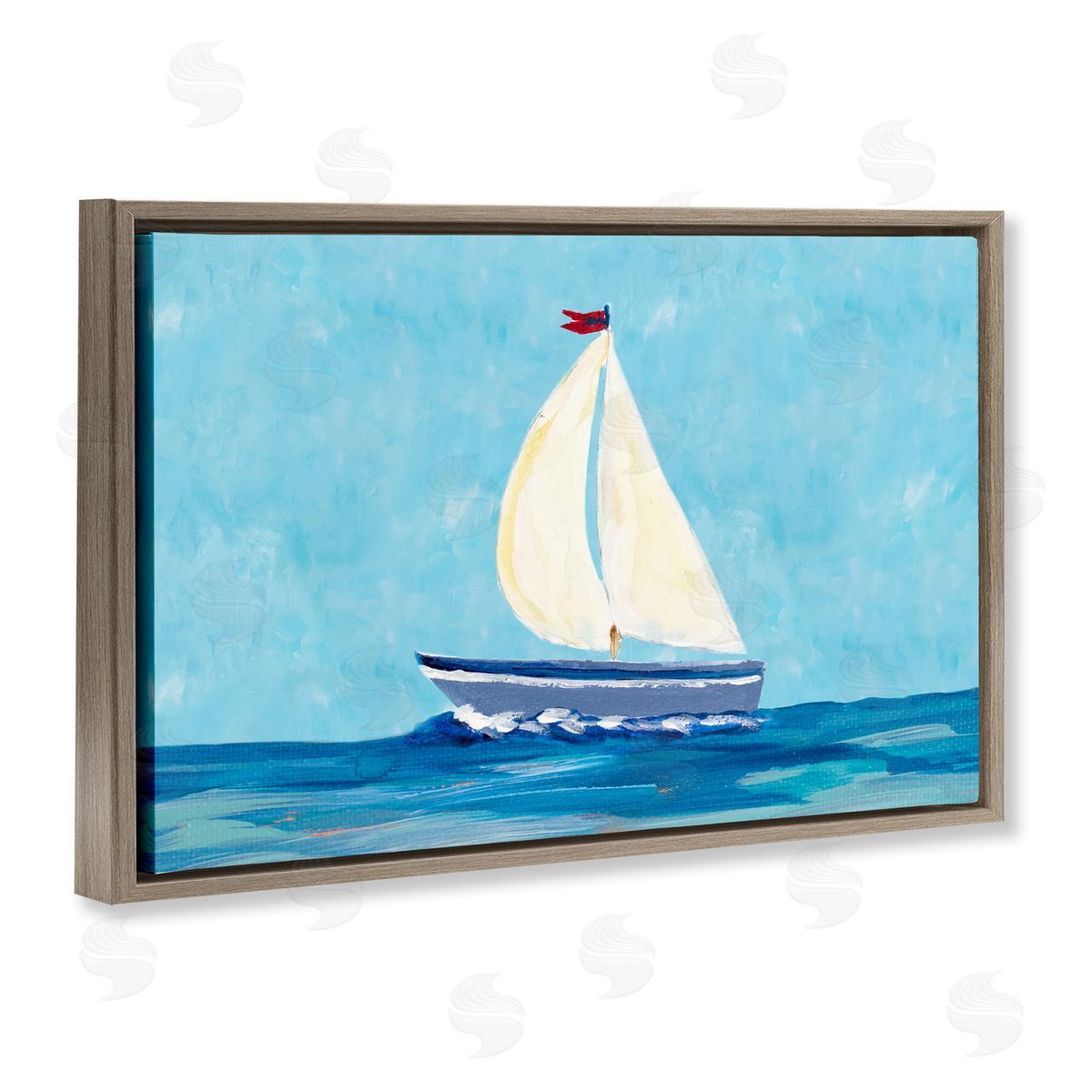 Sail The Sea Brown Floating Frame Canvas Wall Art, Home Decor by Julie Derice