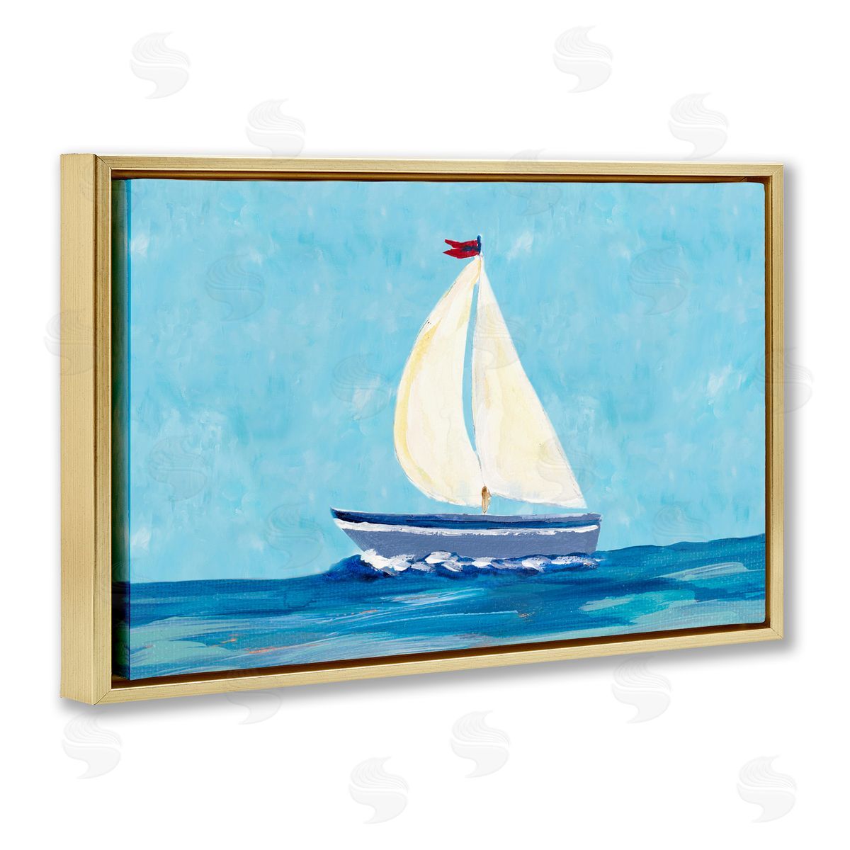 Sail The Sea Gold Floating Frame Canvas Wall Art, Home Decor by Julie Derice