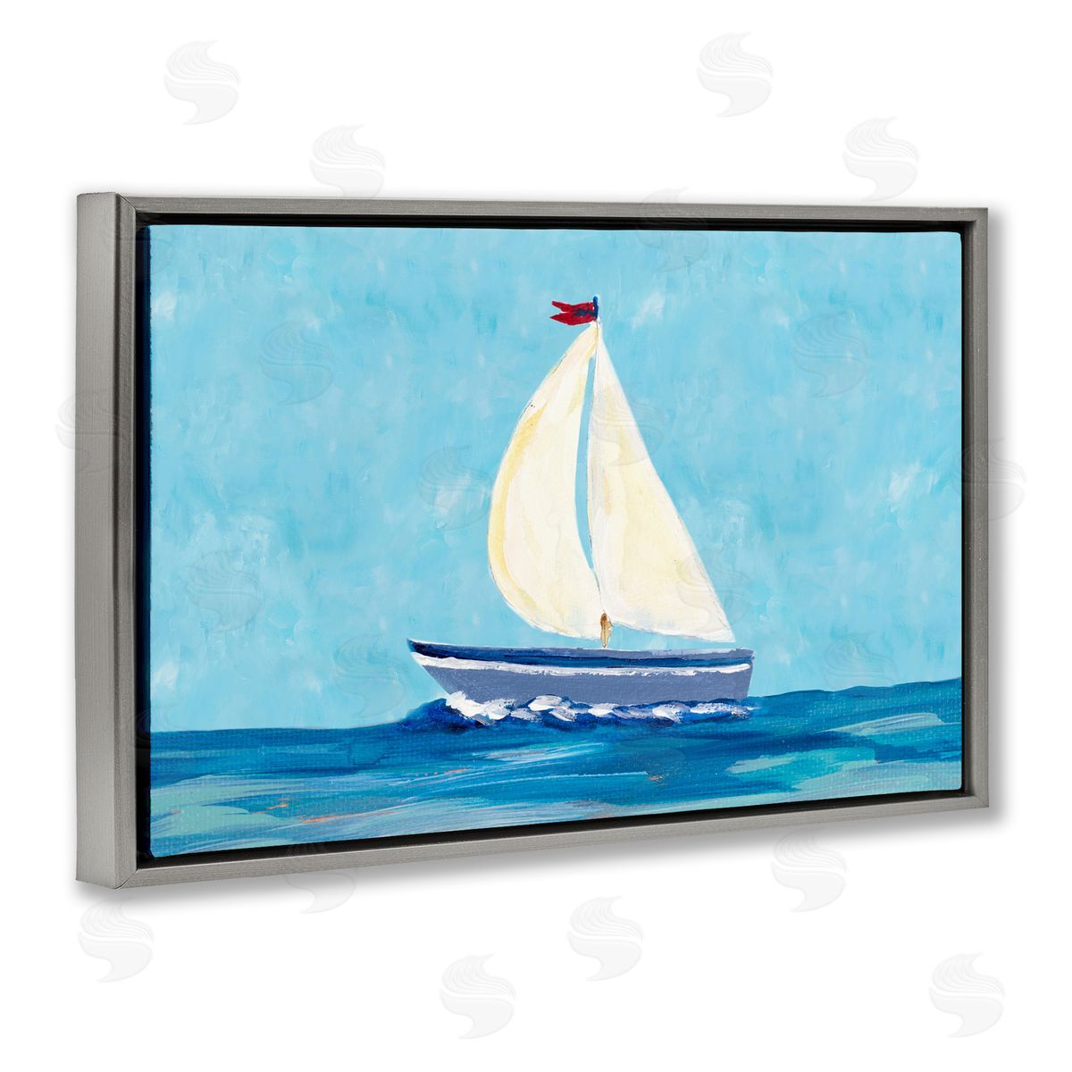 Sail The Sea Grey Floating Frame Canvas Wall Art, Home Decor by Julie Derice