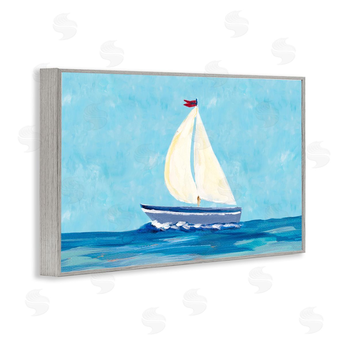 Sail The Sea Grey Frame Print Wall Art, Home Decor by Julie Derice