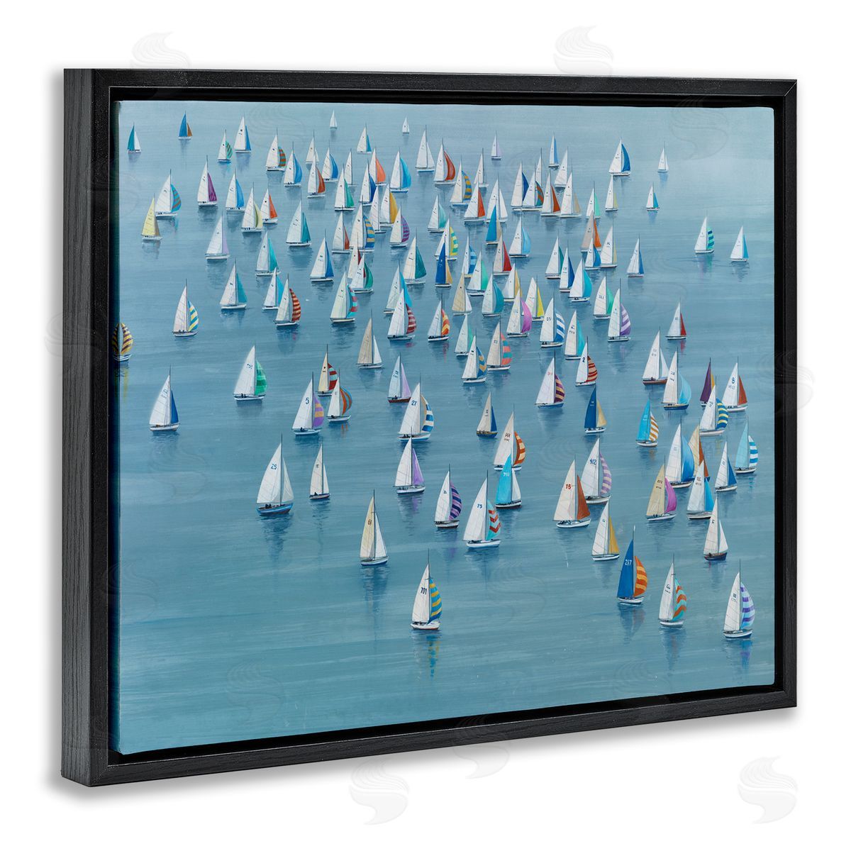 Gathering Of Sails Black Floating Frame Canvas Wall Art, Home Decor by Lorenzo Collective