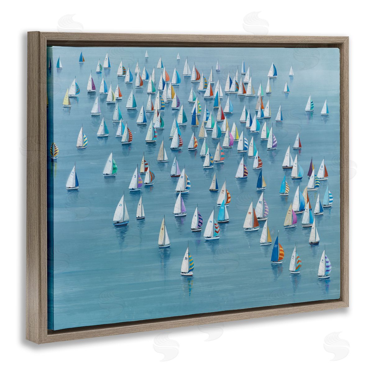 Gathering Of Sails Brown Floating Frame Canvas Wall Art, Home Decor by Lorenzo Collective