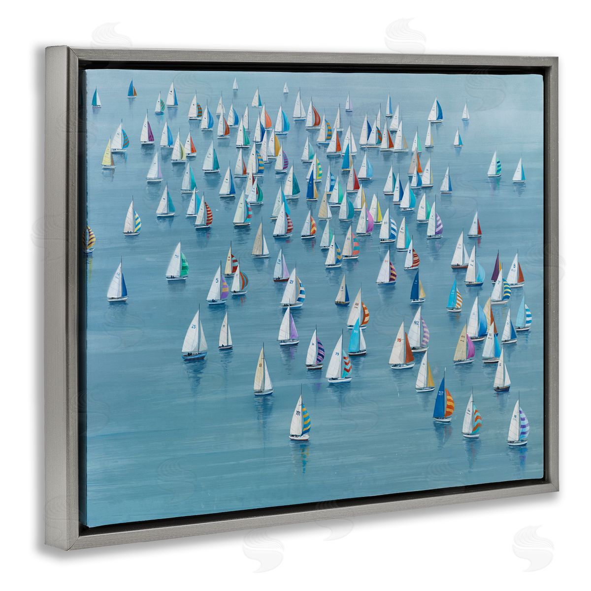 Gathering Of Sails Grey Floating Frame Canvas Wall Art, Home Decor by Lorenzo Collective