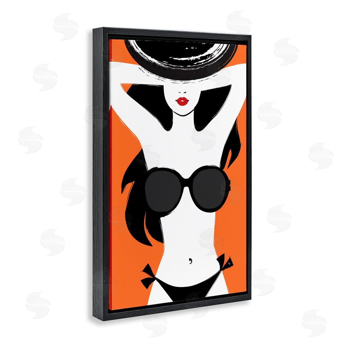 Summer Vibes Girl Black Floating Frame Canvas Wall Art, Home Decor by Martina Pavlova