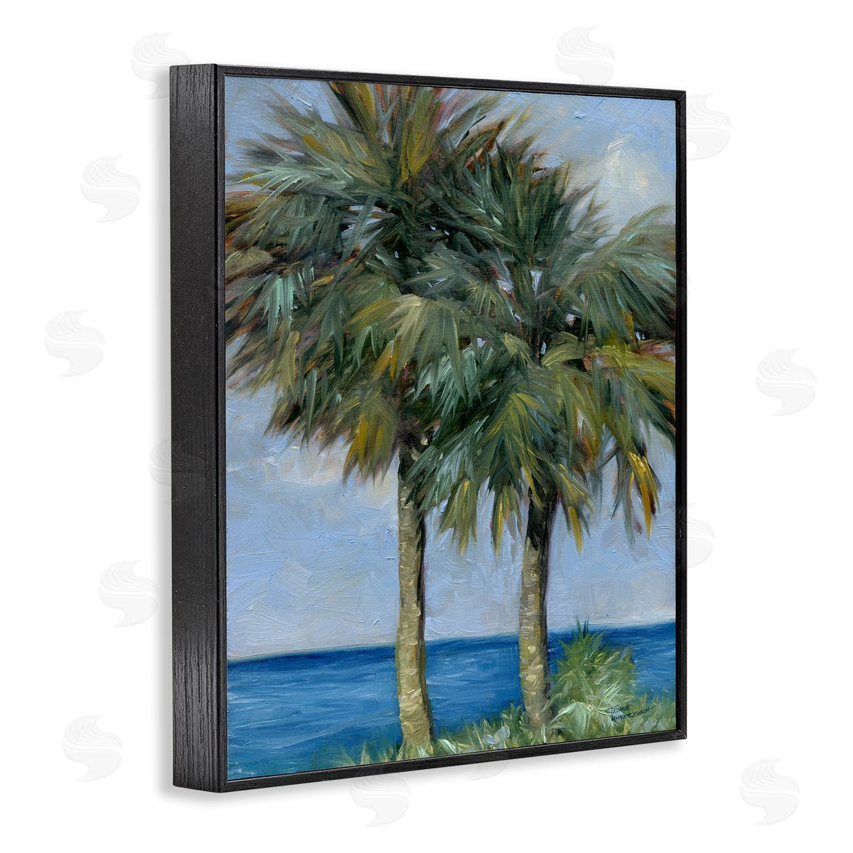 Full Brushed Palms Black Frame Print Wall Art, Home Decor by Steve Vanderbosch