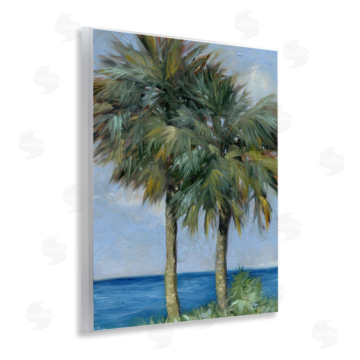 Full Brushed Palms Wood Plaque Wall Art, Home Decor by Steve Vanderbosch