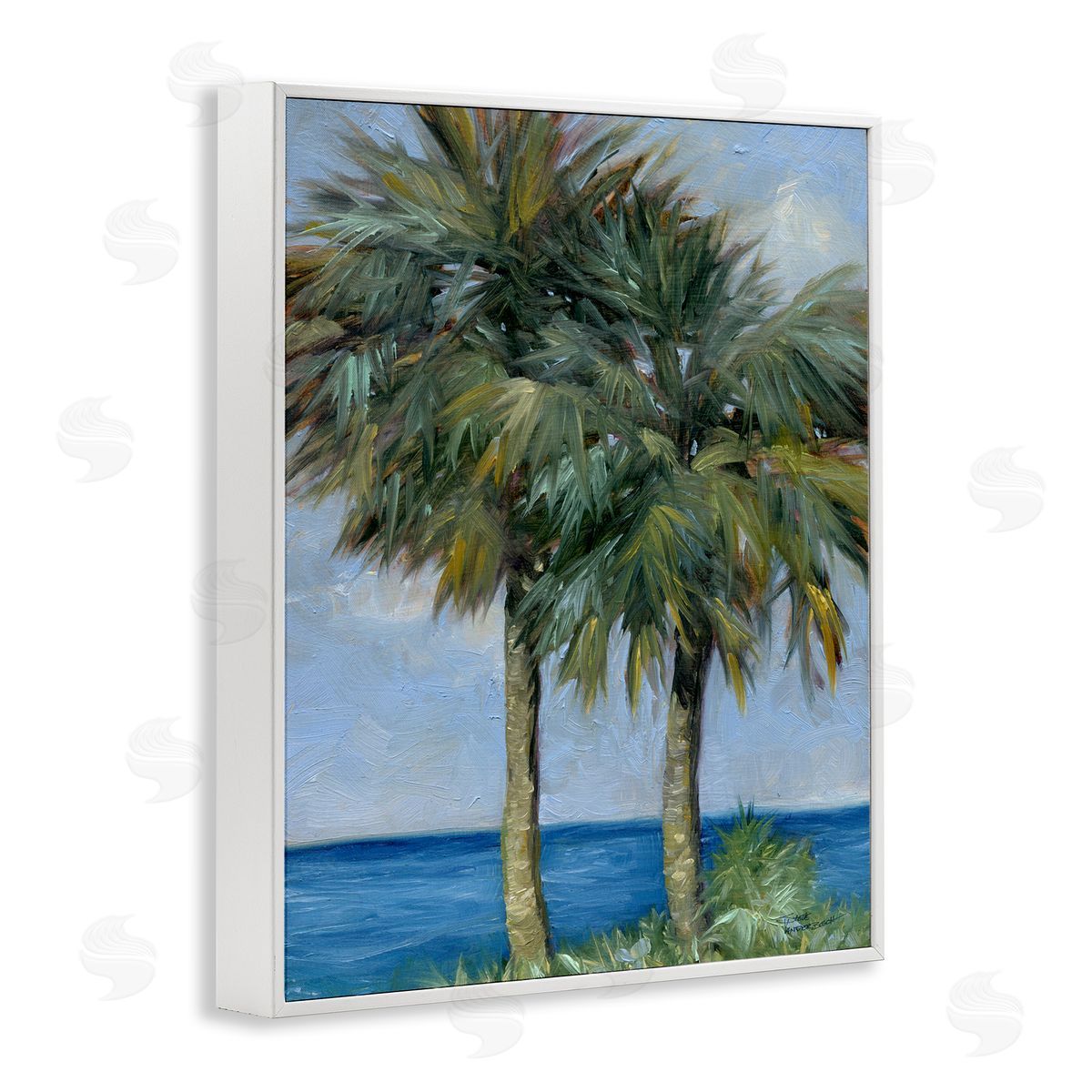 Full Brushed Palms White Frame Print Wall Art, Home Decor by Steve Vanderbosch
