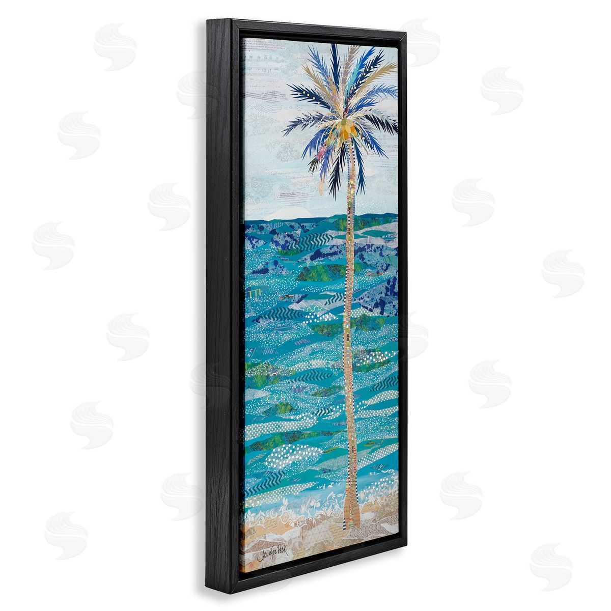 Tangled in Blue Collage Black Floating Frame Canvas Wall Art, Home Decor by Jennifer Peck
