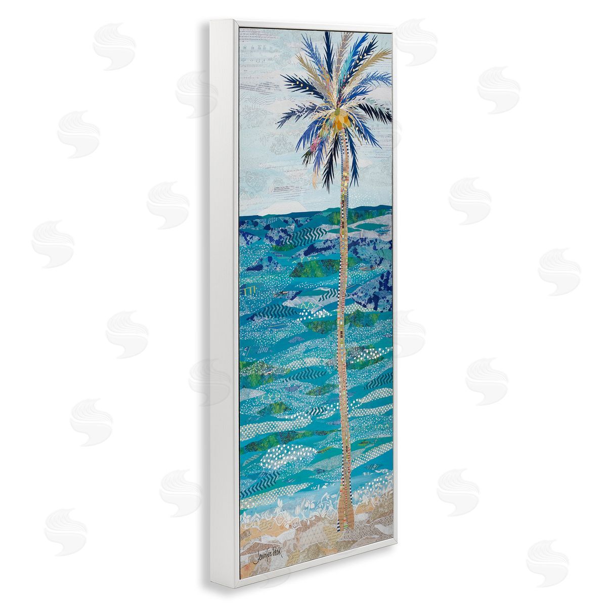 Tangled in Blue Collage White Frame Print Wall Art, Home Decor by Jennifer Peck