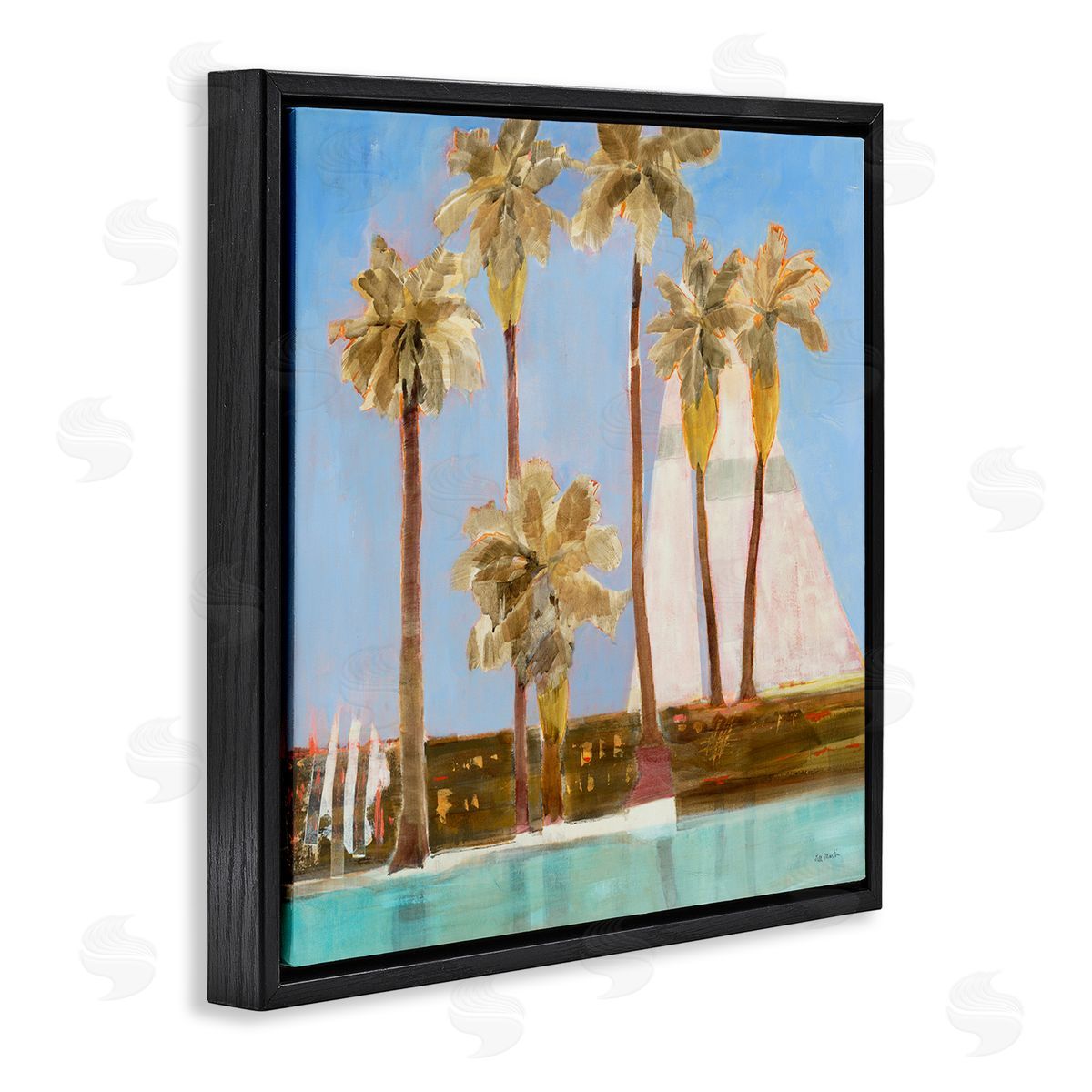 Rustic Tropical Scene Black Floating Frame Canvas Wall Art, Home Decor by Jill Martin