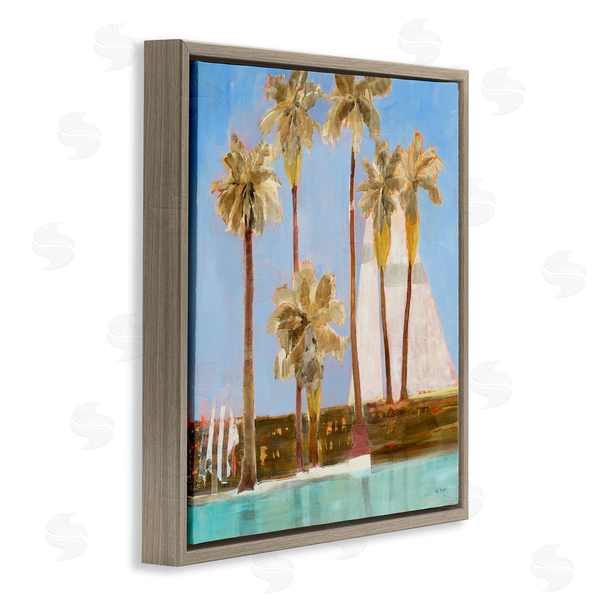 Rustic Tropical Scene Brown Floating Frame Canvas Wall Art, Home Decor by Jill Martin