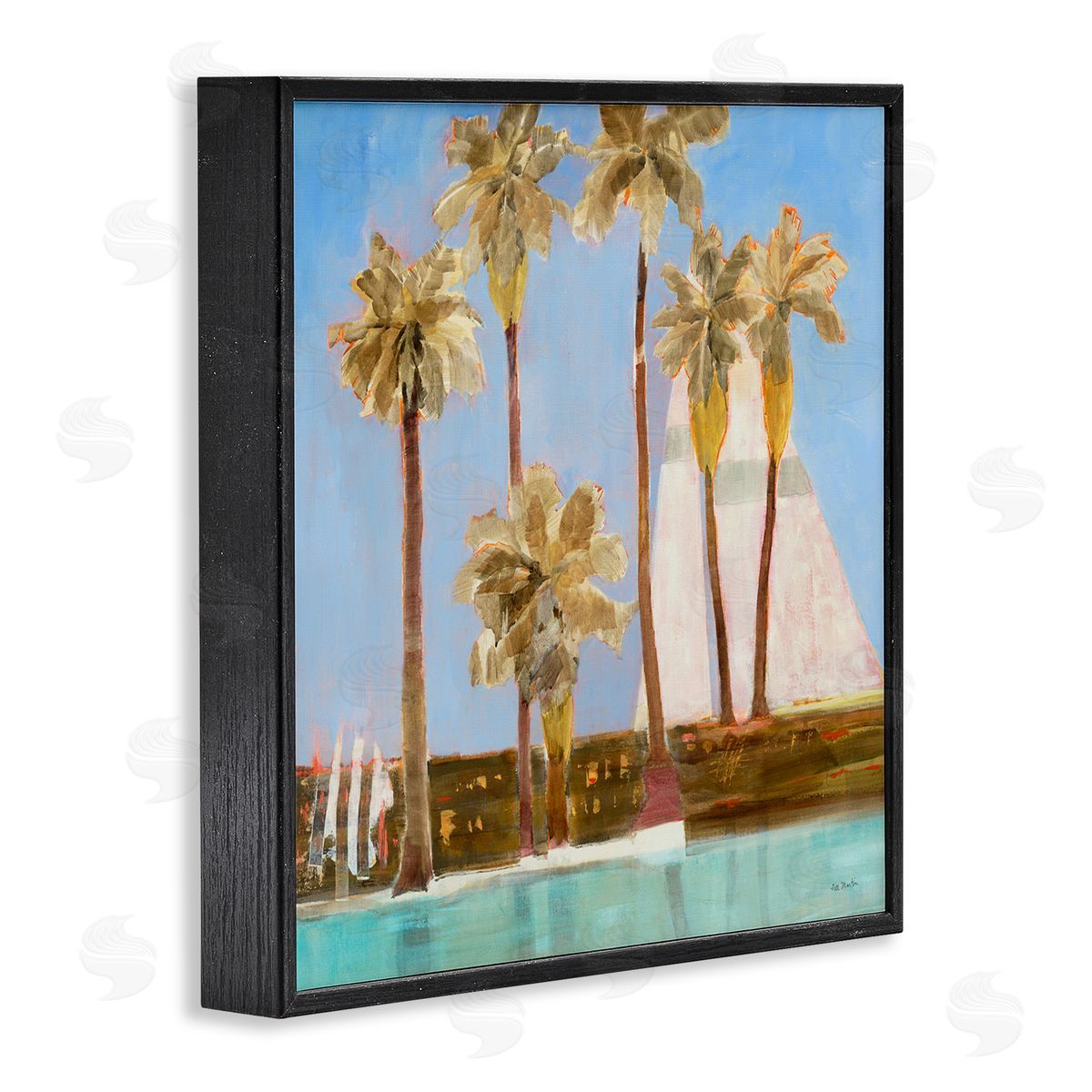 Rustic Tropical Scene Black Frame Print Wall Art, Home Decor by Jill Martin