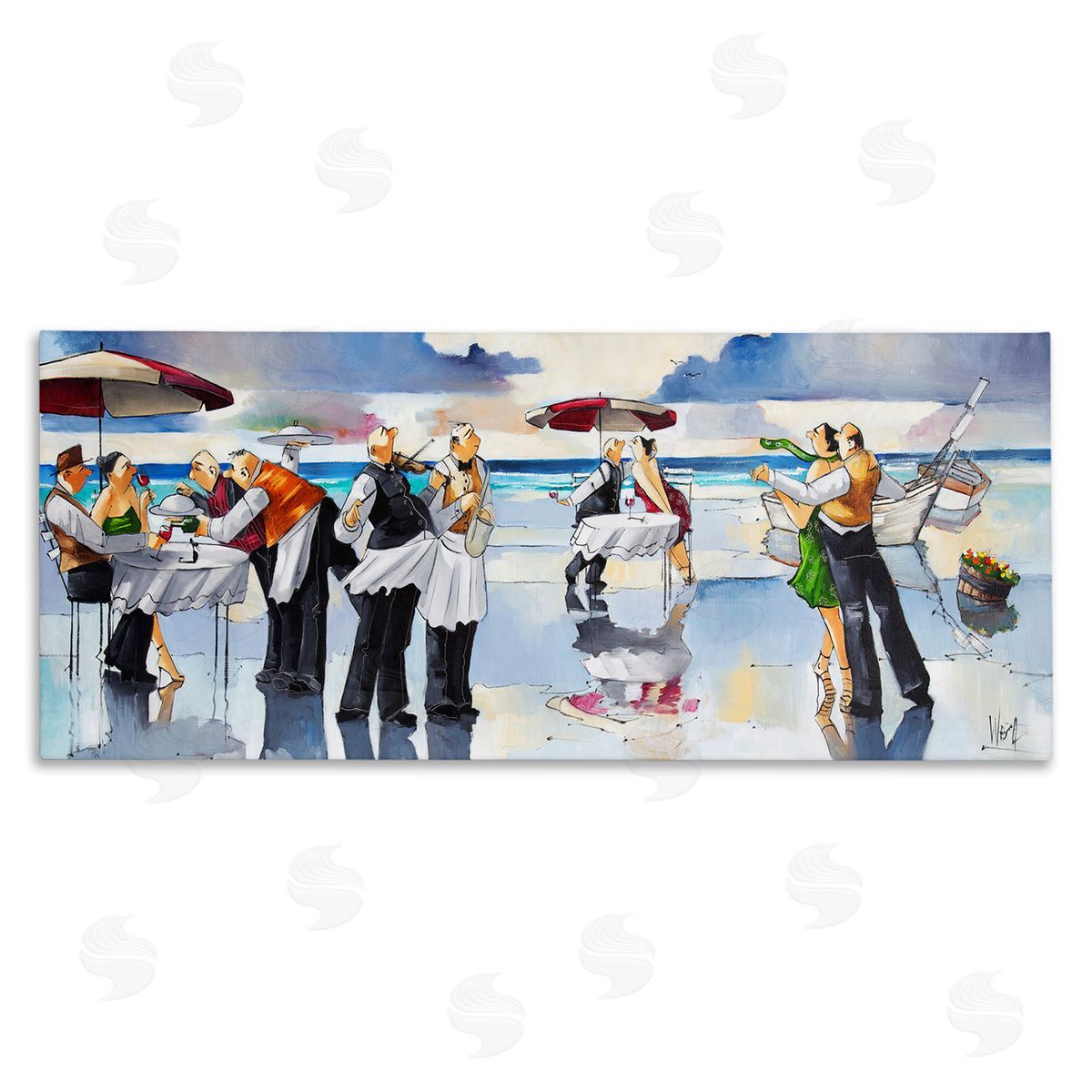 Fancy Dinner on Beach Canvas Wall Art, Home Decor by Ronald West
