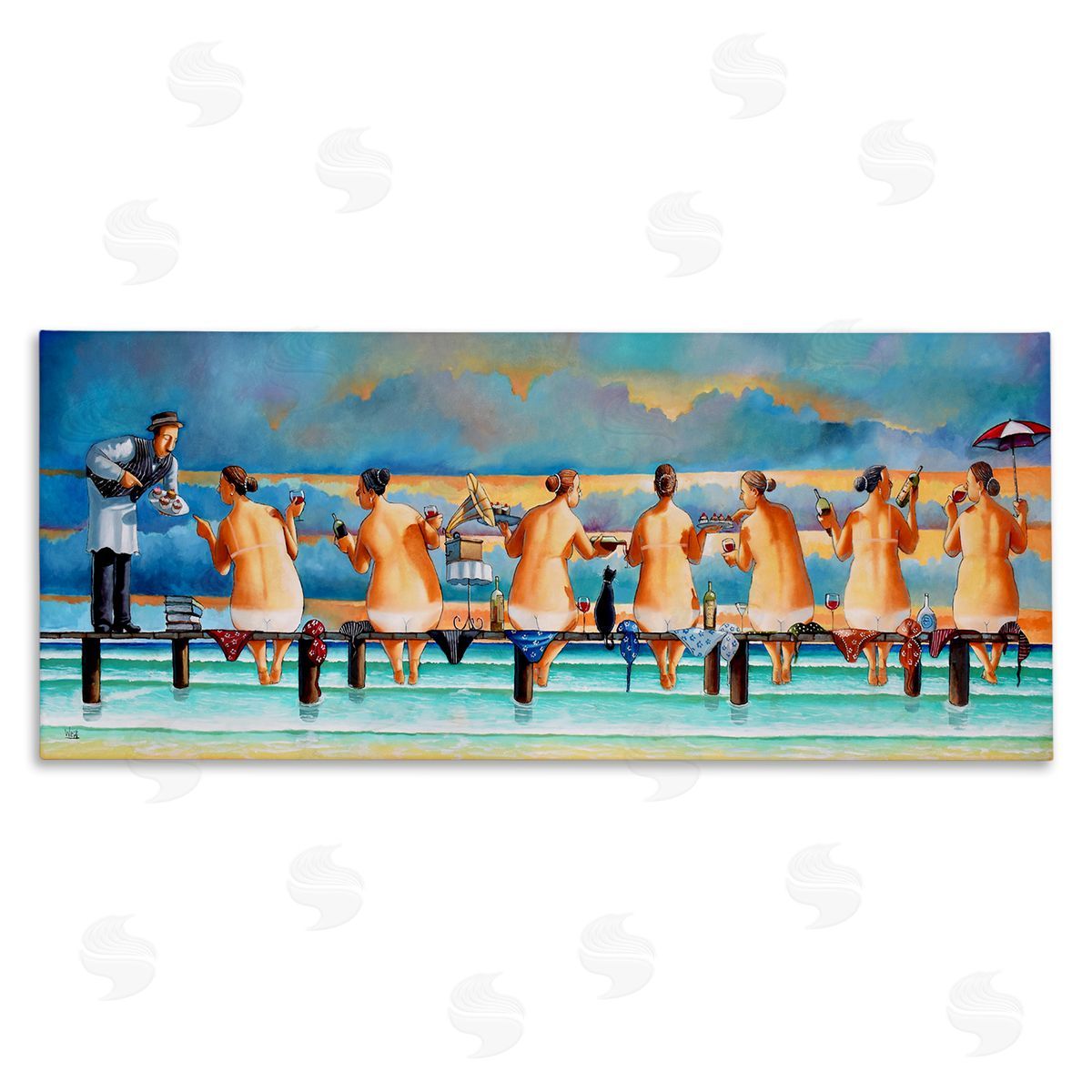 Ladies Enjoying Beach Canvas Wall Art, Home Decor by Ronald West