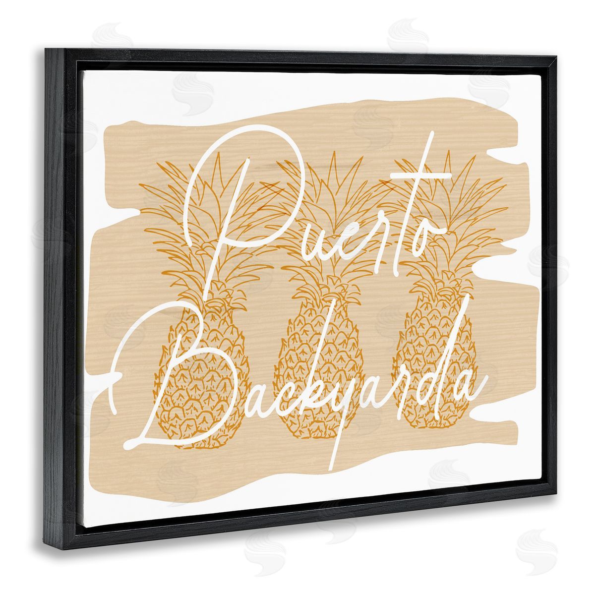 Puerto Backyarda Phrase Black Floating Frame Canvas Wall Art, Home Decor by Ziwei Li