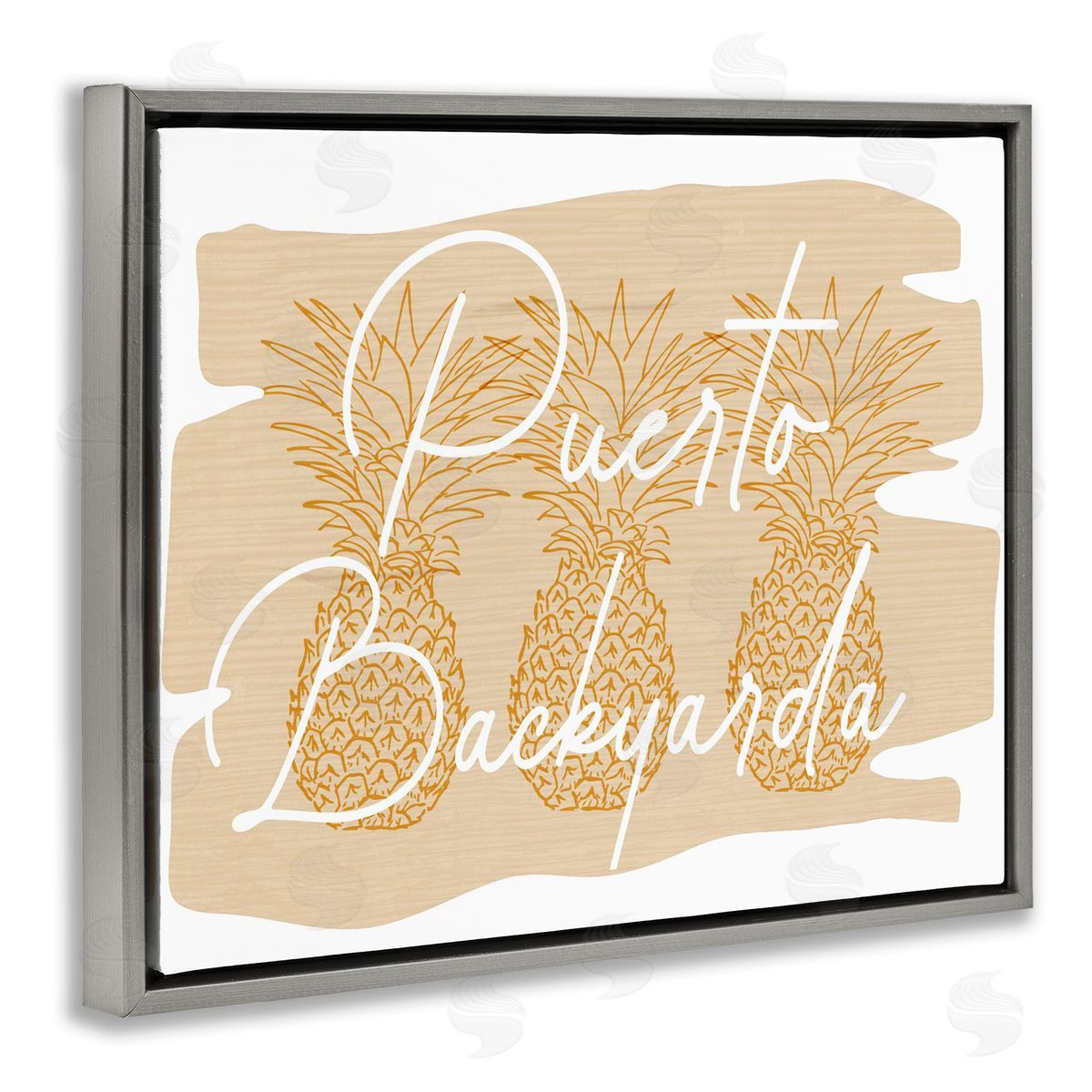 Puerto Backyarda Phrase Grey Floating Frame Canvas Wall Art, Home Decor by Ziwei Li