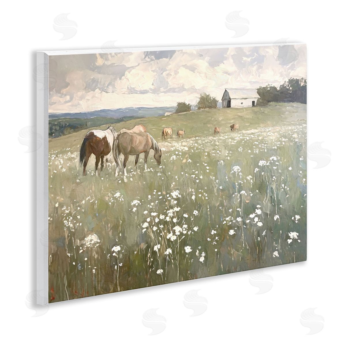 Horses in Pasture Wood Plaque Wall Art, Home Decor by Ramona Murdock