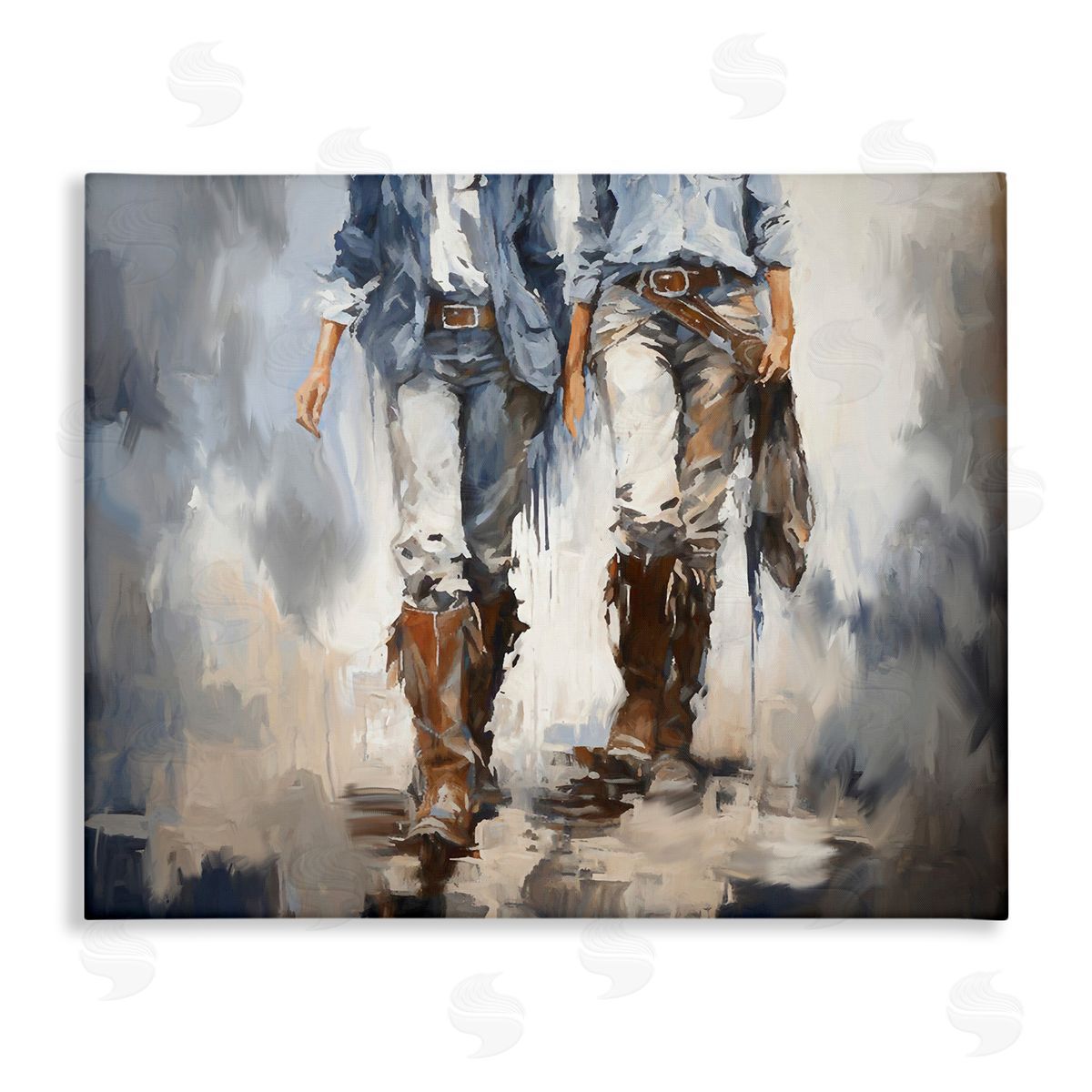Romantic Cowboy Boots Canvas Wall Art, Home Decor by Ramona Murdock