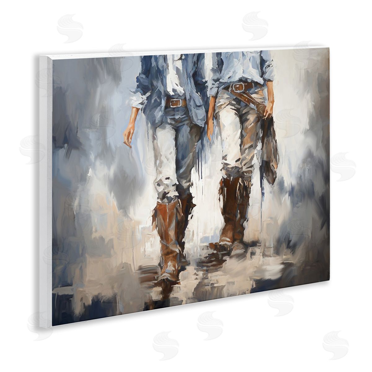 Romantic Cowboy Boots Wood Plaque Wall Art, Home Decor by Ramona Murdock