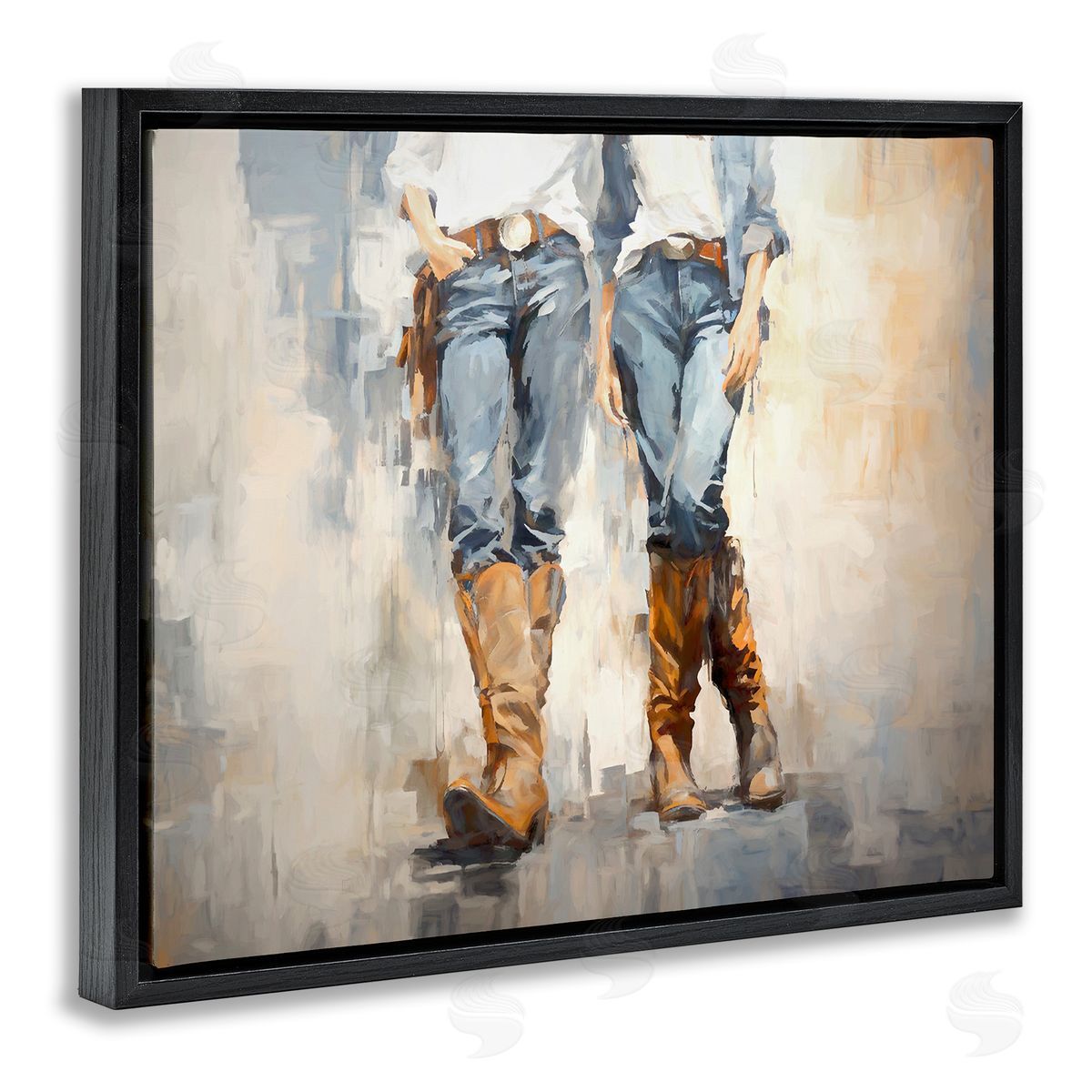 Country Cowgirl Attitude Black Floating Frame Canvas Wall Art, Home Decor by Ramona Murdock