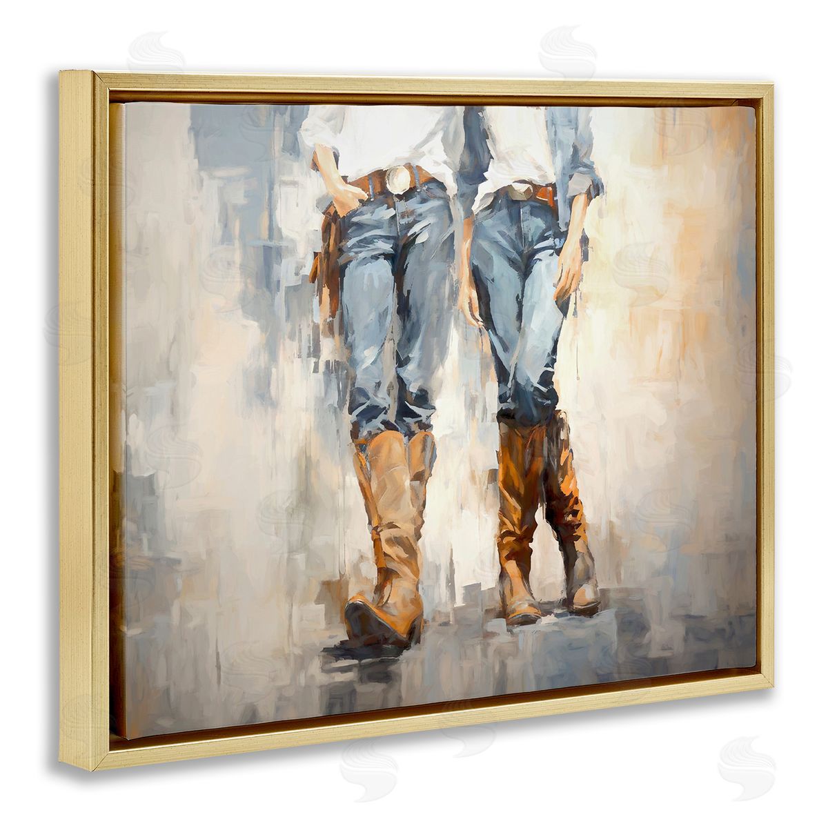 Country Cowgirl Attitude Gold Floating Frame Canvas Wall Art, Home Decor by Ramona Murdock