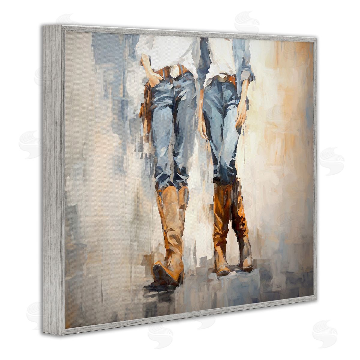 Country Cowgirl Attitude Grey Frame Print Wall Art, Home Decor by Ramona Murdock