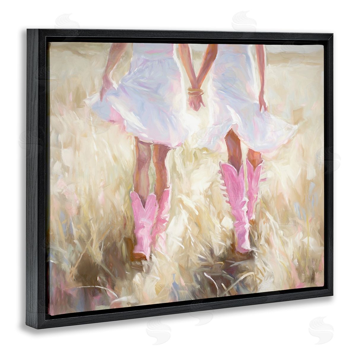 Cowgirl Best Friends Black Floating Frame Canvas Wall Art, Home Decor by Ramona Murdock